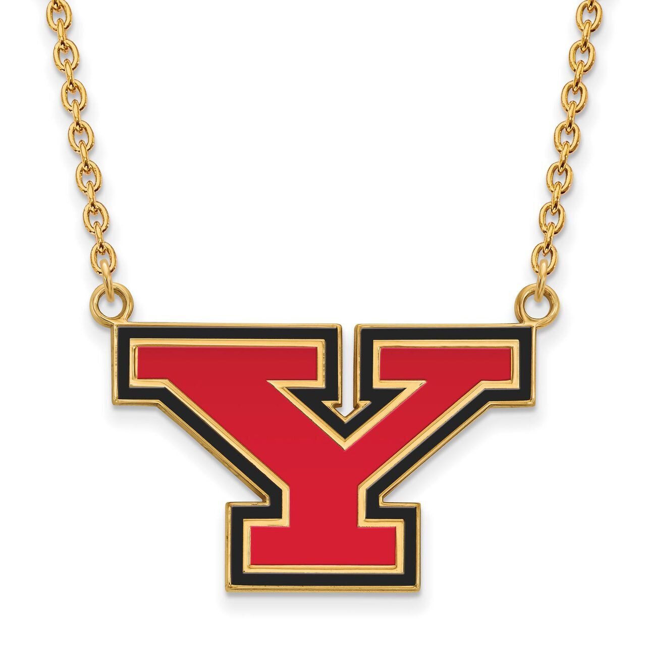 Youngstown State University Large Enamel Pendant with Chain Necklace Gold-plated Silver GP011YSU-18…