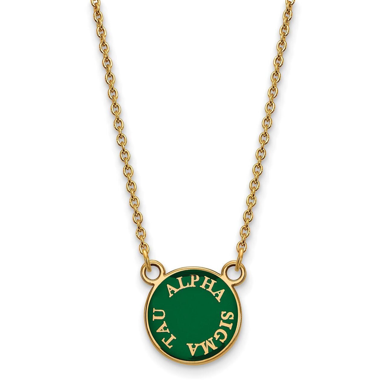 Alpha Sigma Tau Extra Small Enameled Pendant with 18 Inch Chain Gold-plated Silver GP012ALS-18