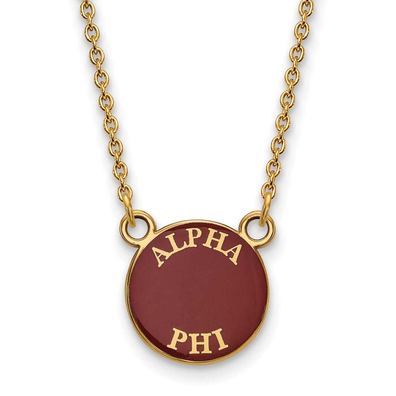Alpha Phi Extra Small Enameled Pendant with 18 Inch Chain Gold-plated Silver GP012APH-18, MPN: GP01…