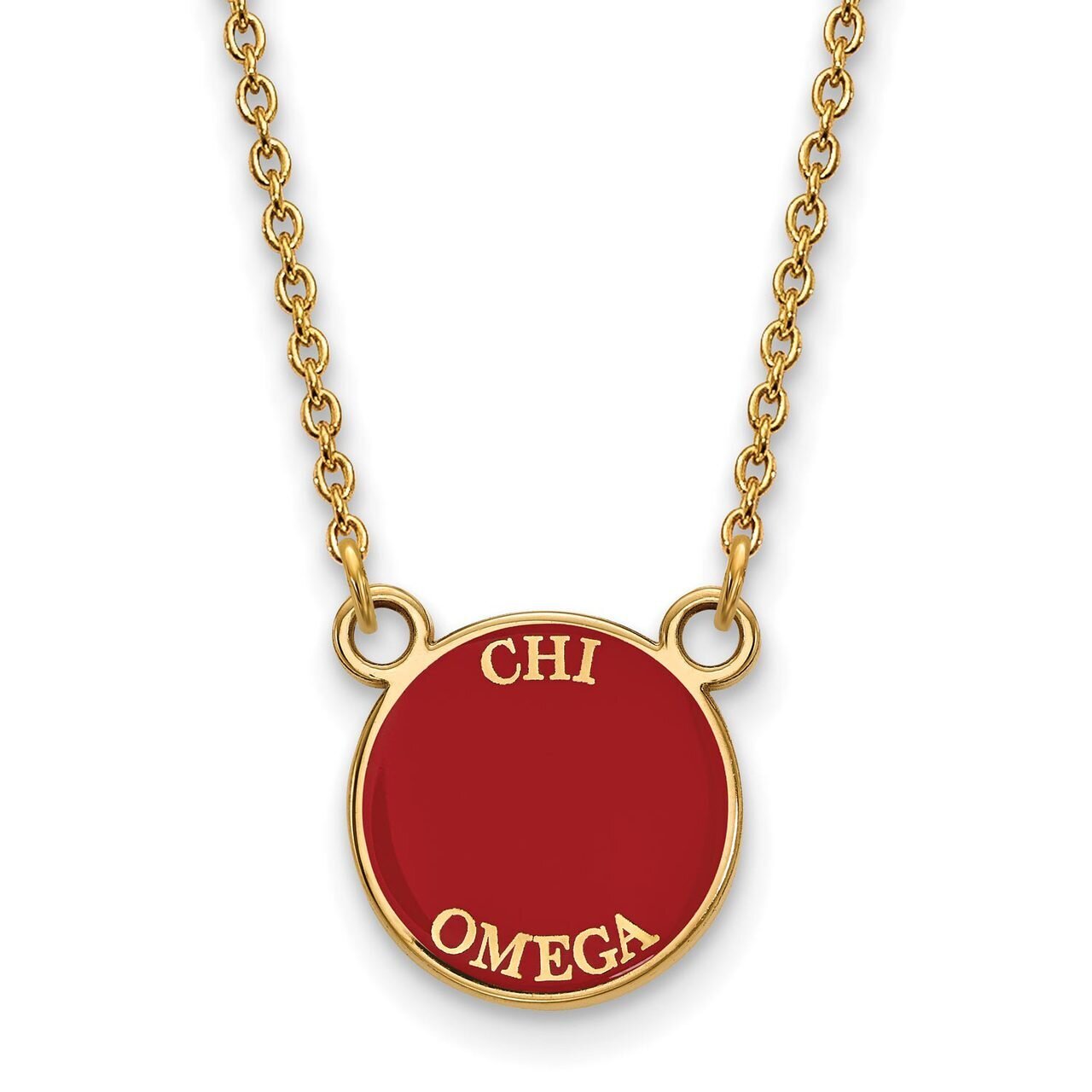 Chi Omega Extra Small Enameled Pendant with 18 Inch Chain Gold-plated Silver GP012CHO-18, MPN: GP01…