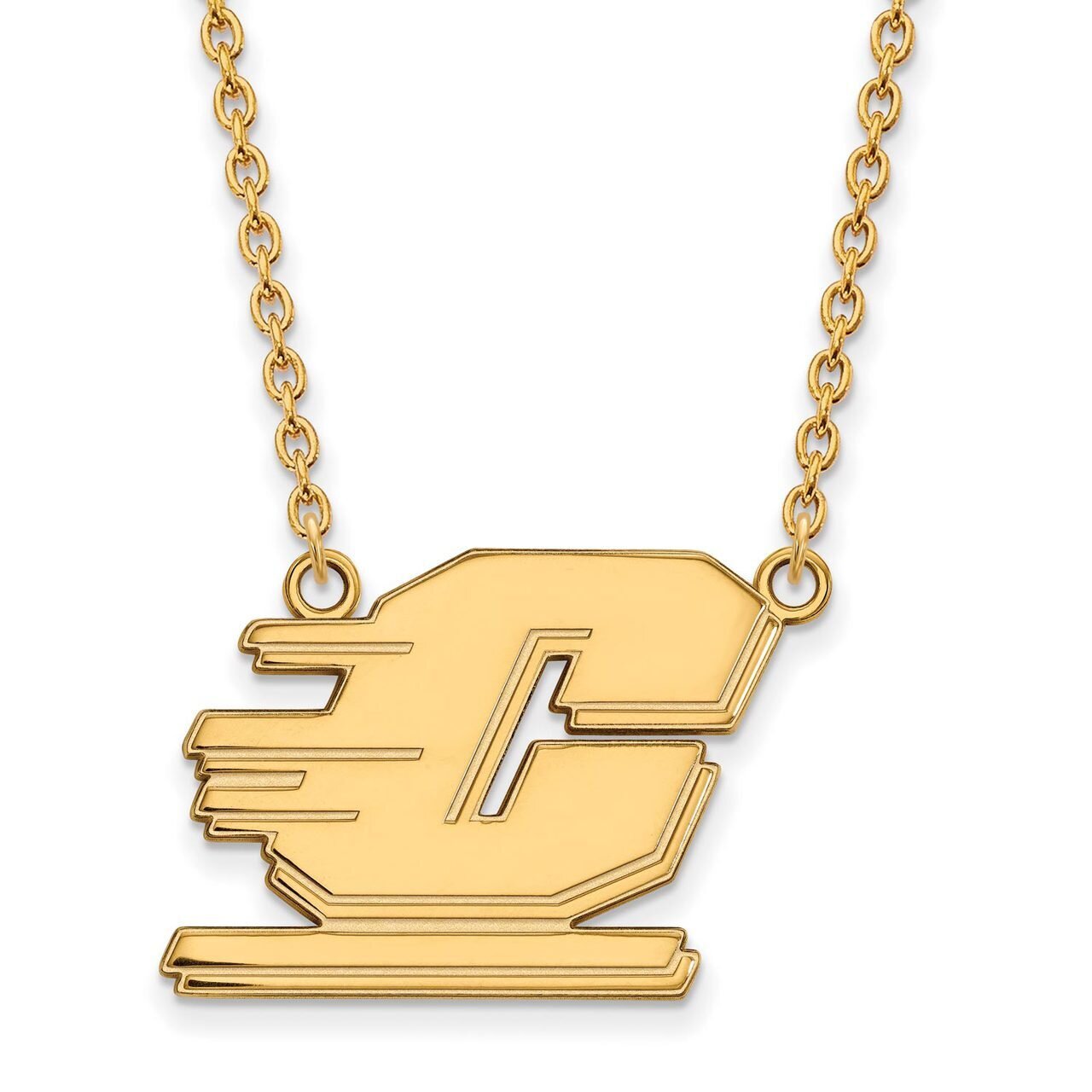 Central Michigan University Large Pendant with Chain Necklace Gold-plated Silver GP012CMU-18