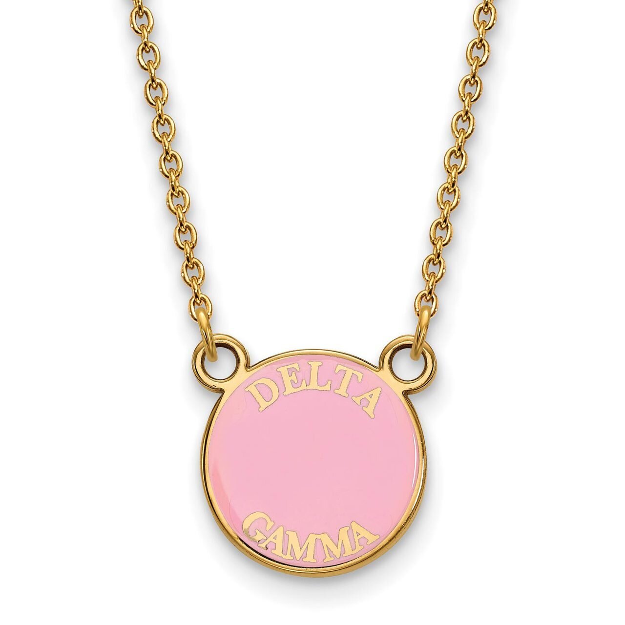 Delta Gamma Extra Small Enameled Pendant with 18 Inch Chain Gold-plated Silver GP012DG-18