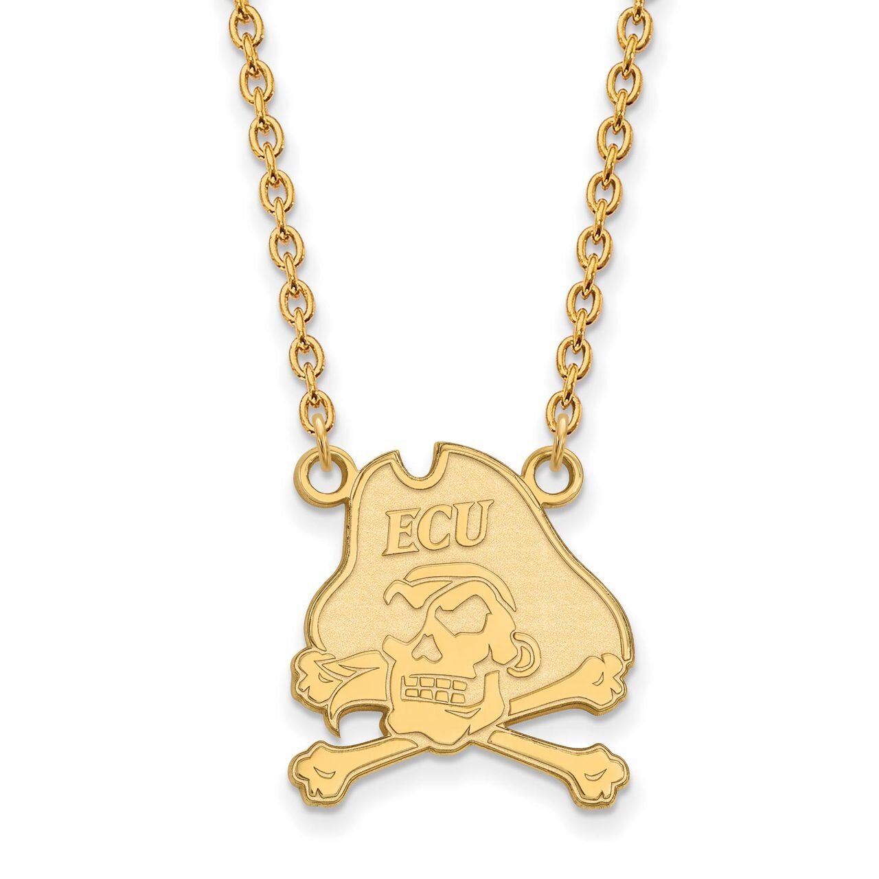 East Carolina University Large Pendant with Chain Necklace Gold-plated Silver GP012ECU-18
