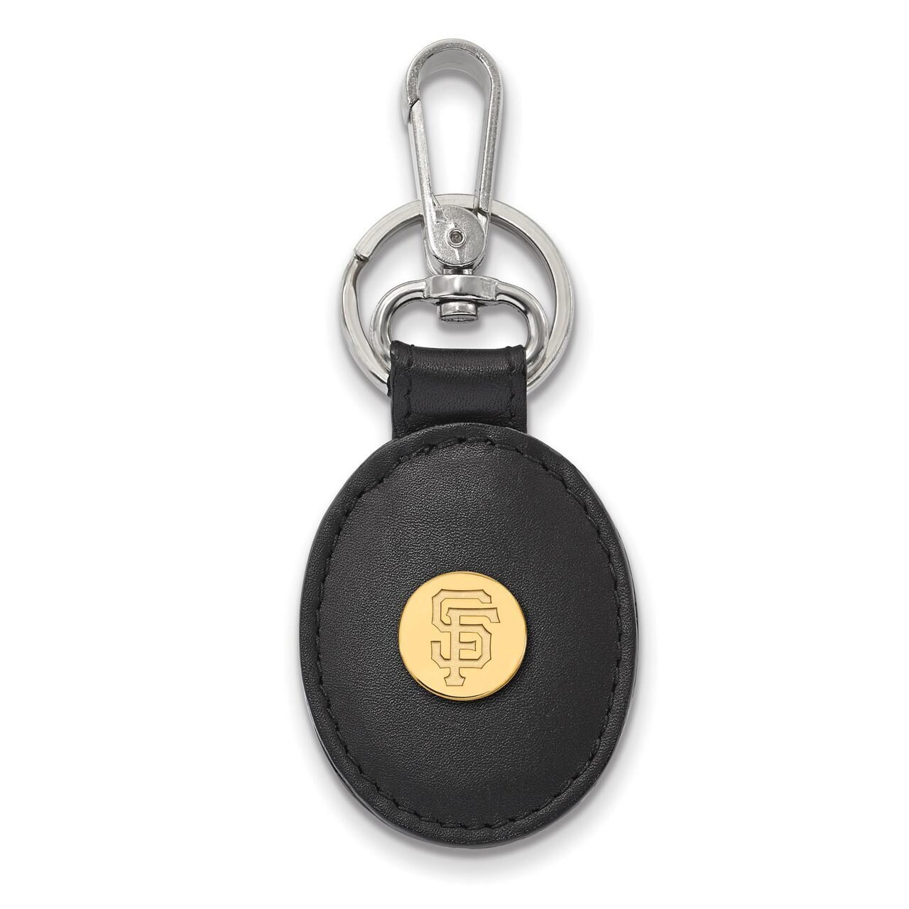 San Francisco Giants Black Leather Oval Key Chain Gold-plated Silver GP012GIT-K1