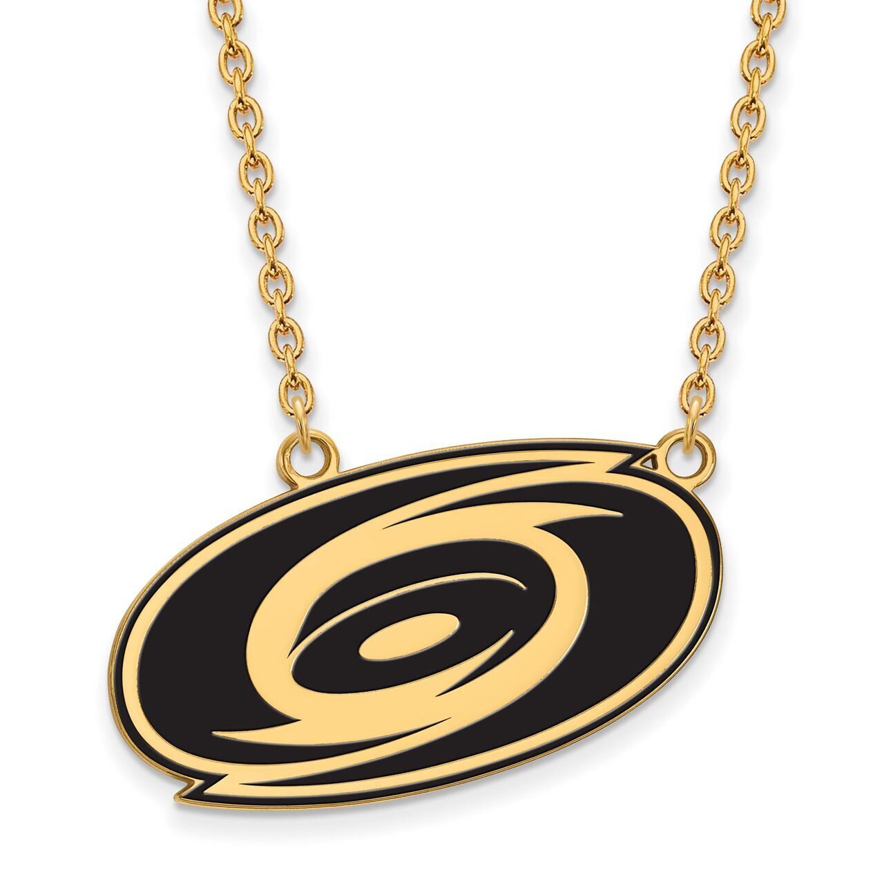Carolina Hurricanes Large Enamel Pendant with Chain Necklace Gold-plated Silver GP012HUR-18
