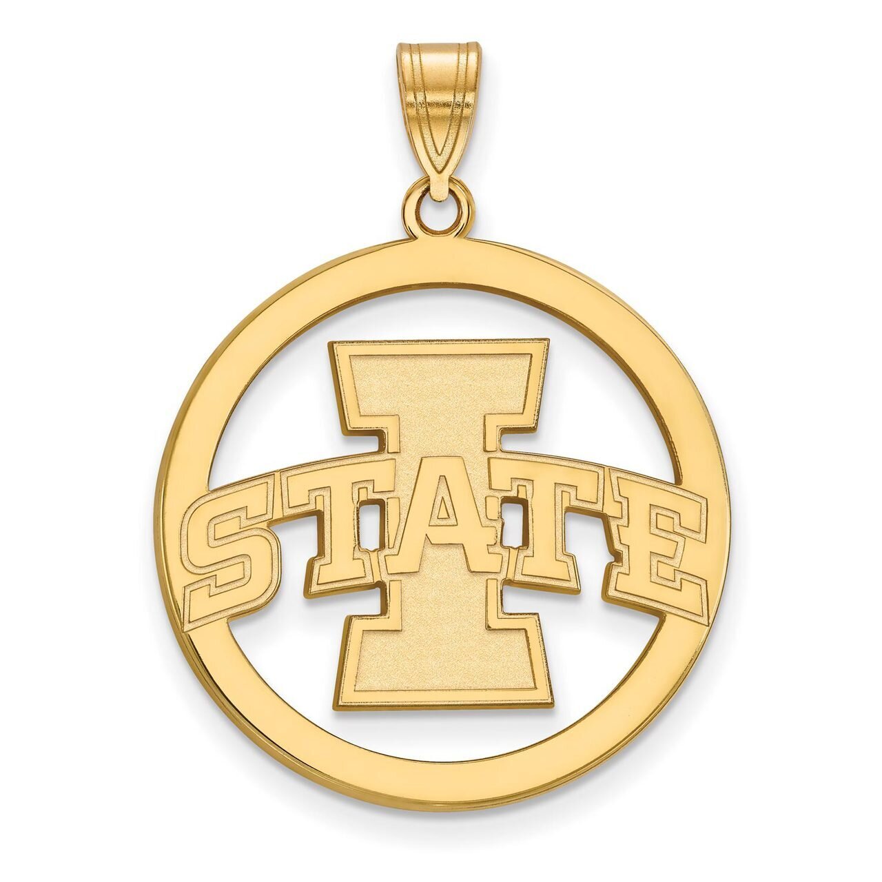 Iowa State University L Pendant in Circle Gold-plated Silver GP012IAS, MPN: GP012IAS, 886774914244