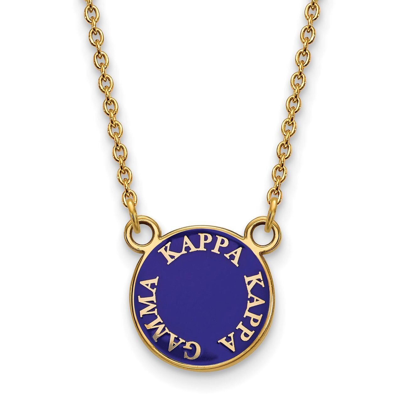 Kappa Kappa Gamma Extra Small Enameled Pendant with 18 Inch Chain Gold-plated Silver GP012KKG-18, M…