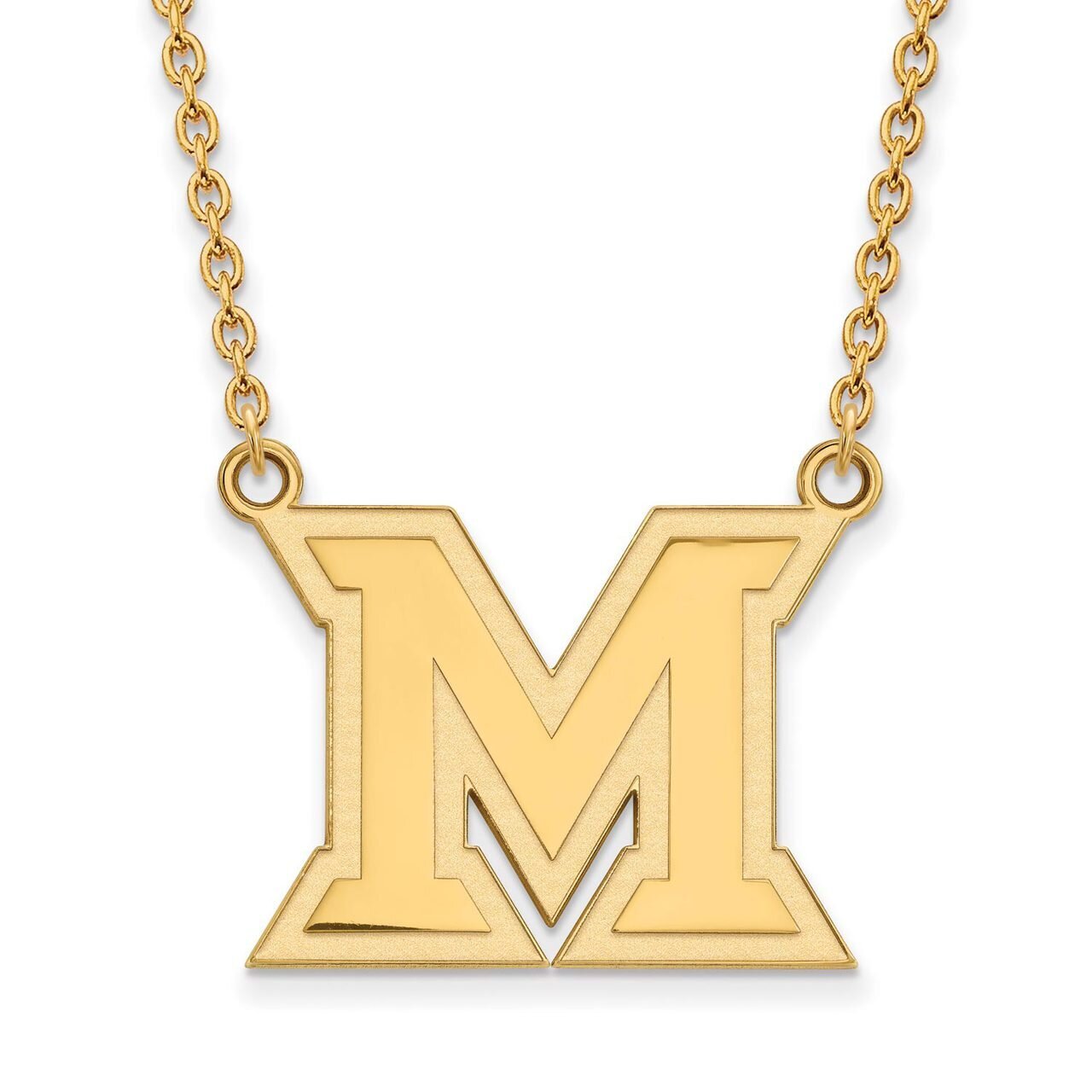Miami University Large Pendant with Chain Necklace Gold-plated Silver GP012MU-18