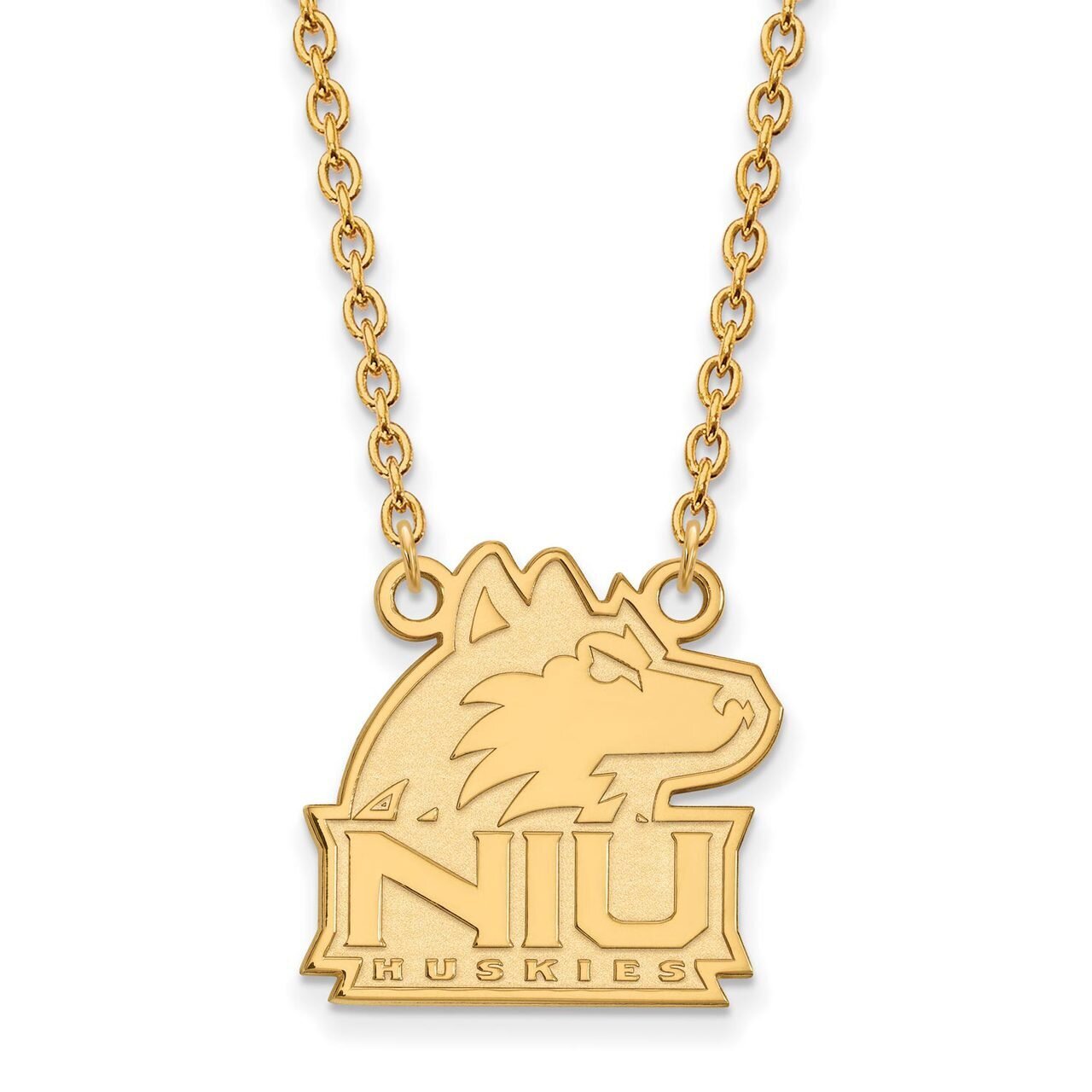 Northern Illinois University Large Pendant with Chain Necklace Gold-plated Silver GP012NIU-18, MPN:…