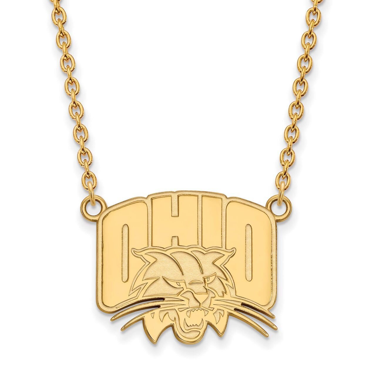 Ohio University Large Pendant with Chain Necklace Gold-plated Silver GP012OU-18