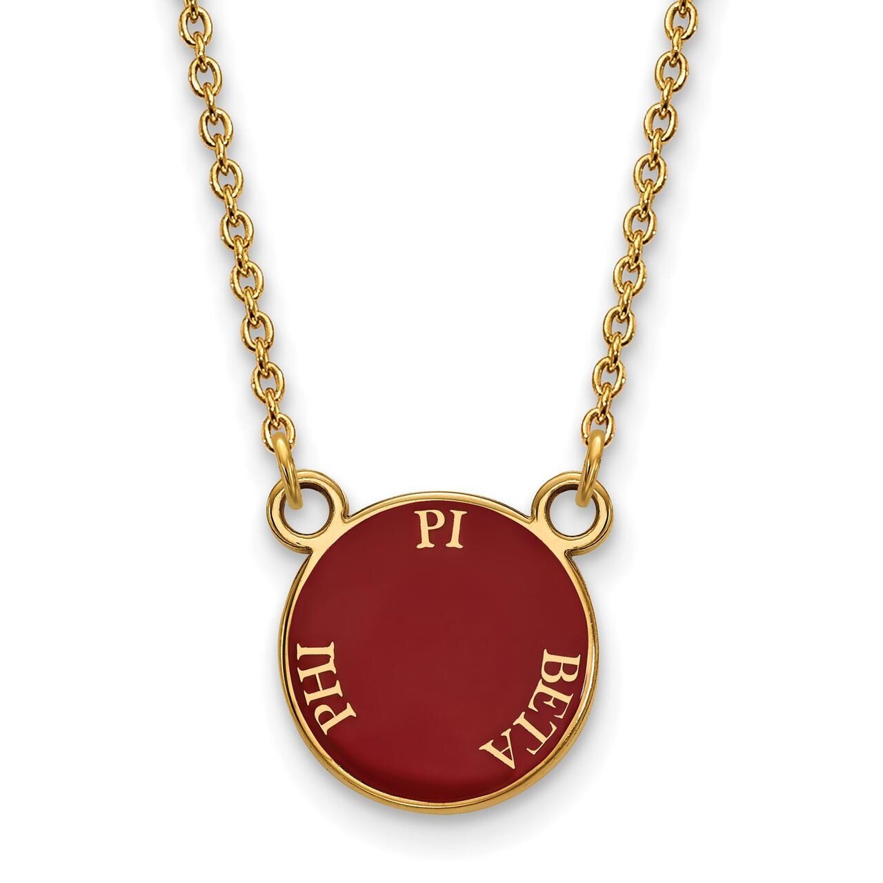 Pi Beta Phi Extra Small Enameled Pendant with 18 Inch Chain Gold-plated Silver GP012PBP-18, MPN: GP…