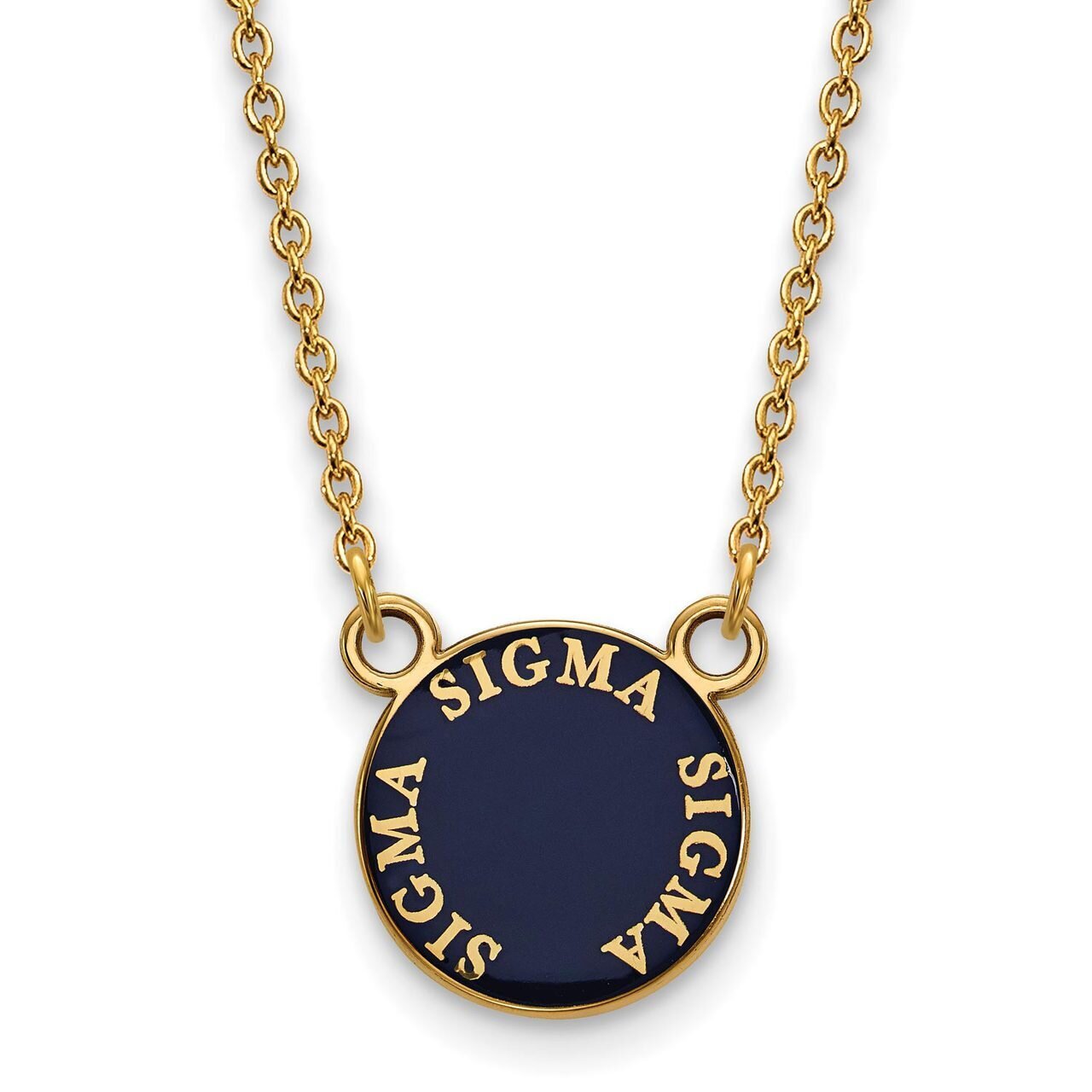 Sigma Sigma Sigma Extra Small Enameled Pendant with 18 Inch Chain Gold-plated Silver GP012SSS-18