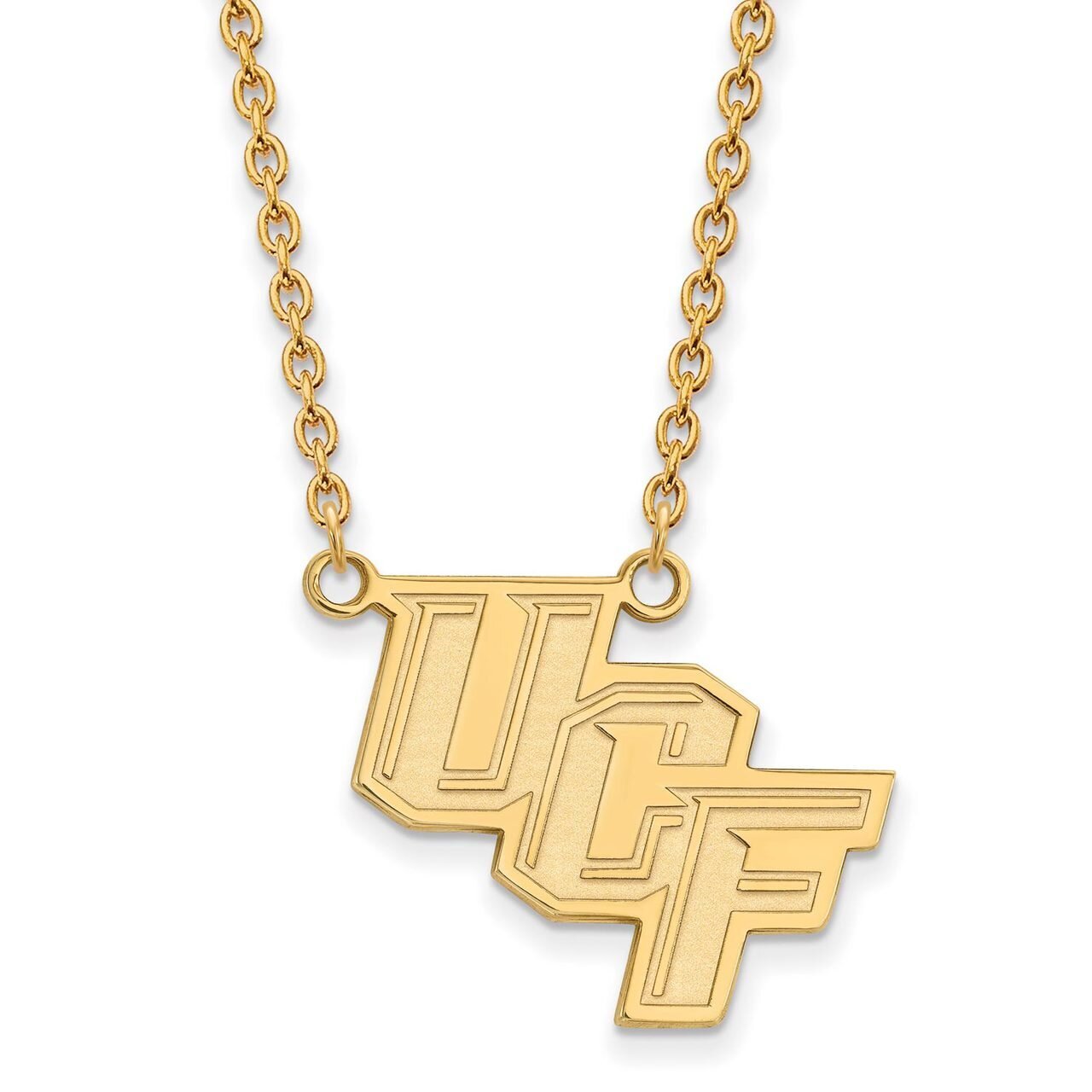 University of Central Florida Large Pendant with Chain Necklace Gold-plated Silver GP012UCF-18