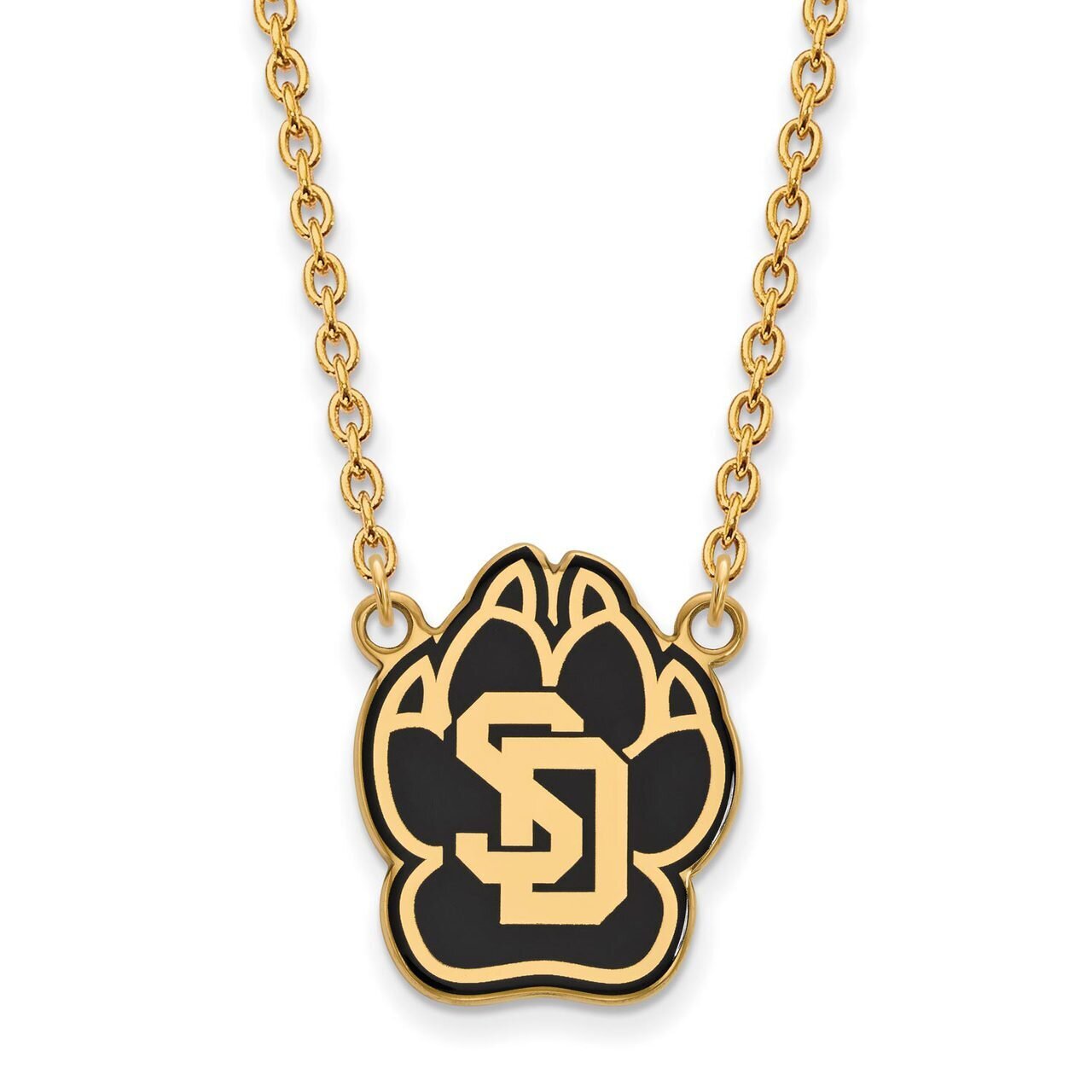 University of South Dakota Large Enamel Pendant with Chain Necklace Gold-plated Silver GP012USD-18,…