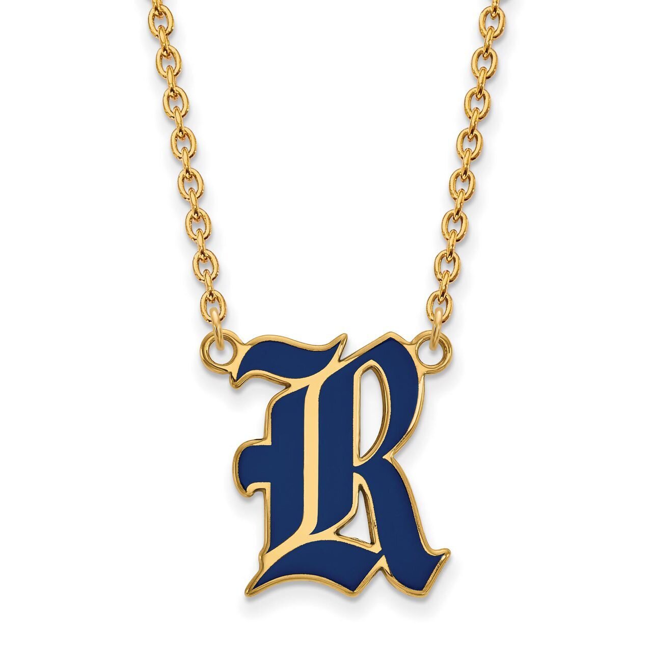 Rice University Large Enamel Pendant with Chain Necklace Gold-plated Silver GP012WMR-18, MPN: GP012…