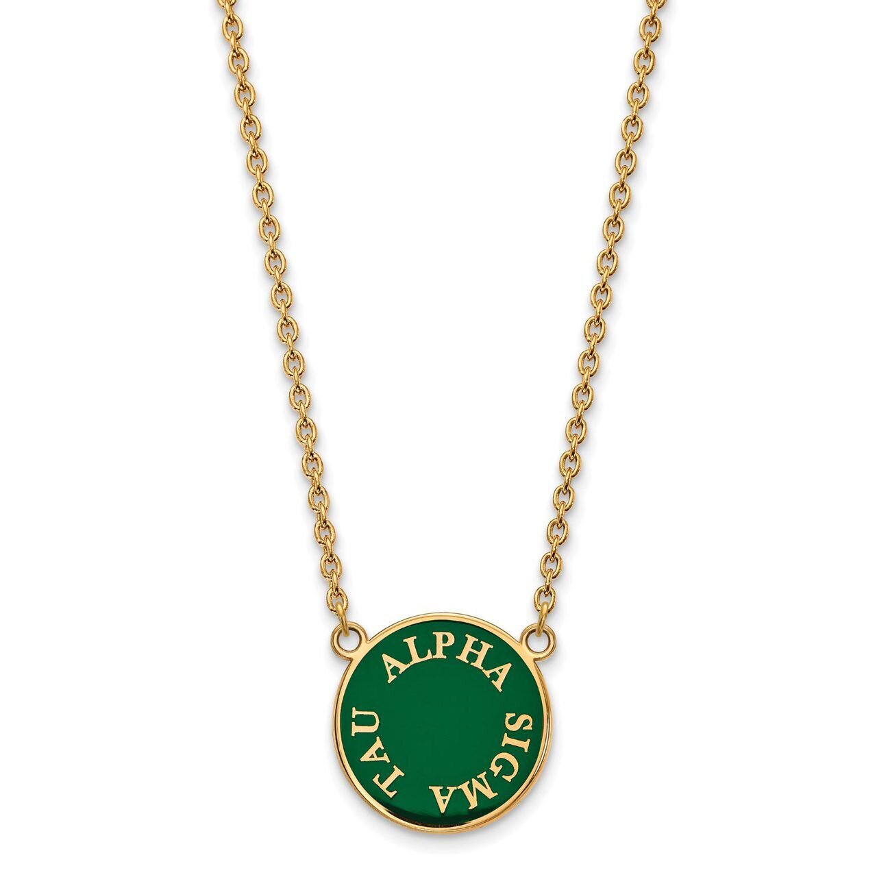 Alpha Sigma Tau Small Enameled Pendant with 18 Inch Chain Gold-plated Silver GP013ALS-18, MPN: GP01…