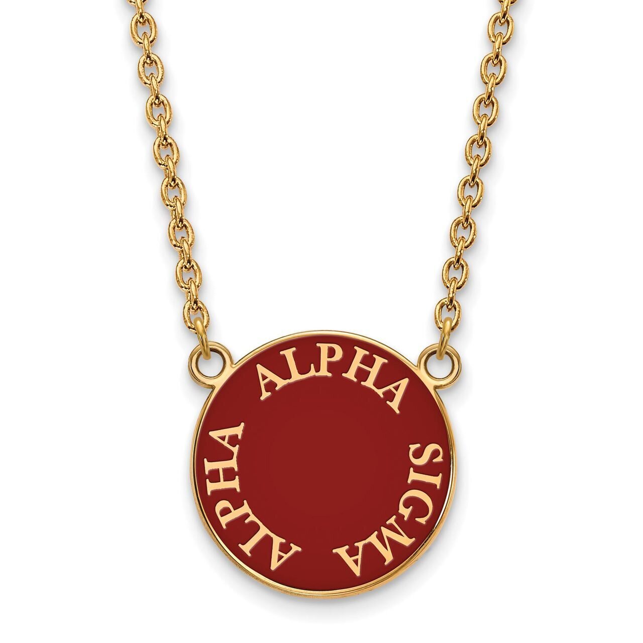 Alpha Sigma Alpha Small Enameled Pendant with 18 Inch Chain Gold-plated Silver GP013ASI-18