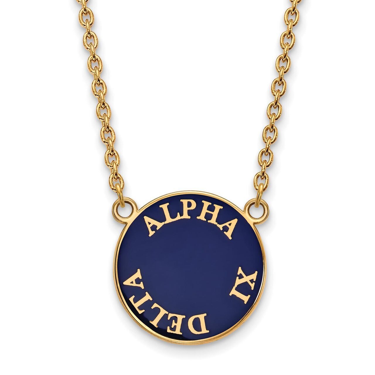 Alpha Xi Delta Small Enameled Pendant with 18 Inch Chain Gold-plated Silver GP013AXD-18, MPN: GP013…