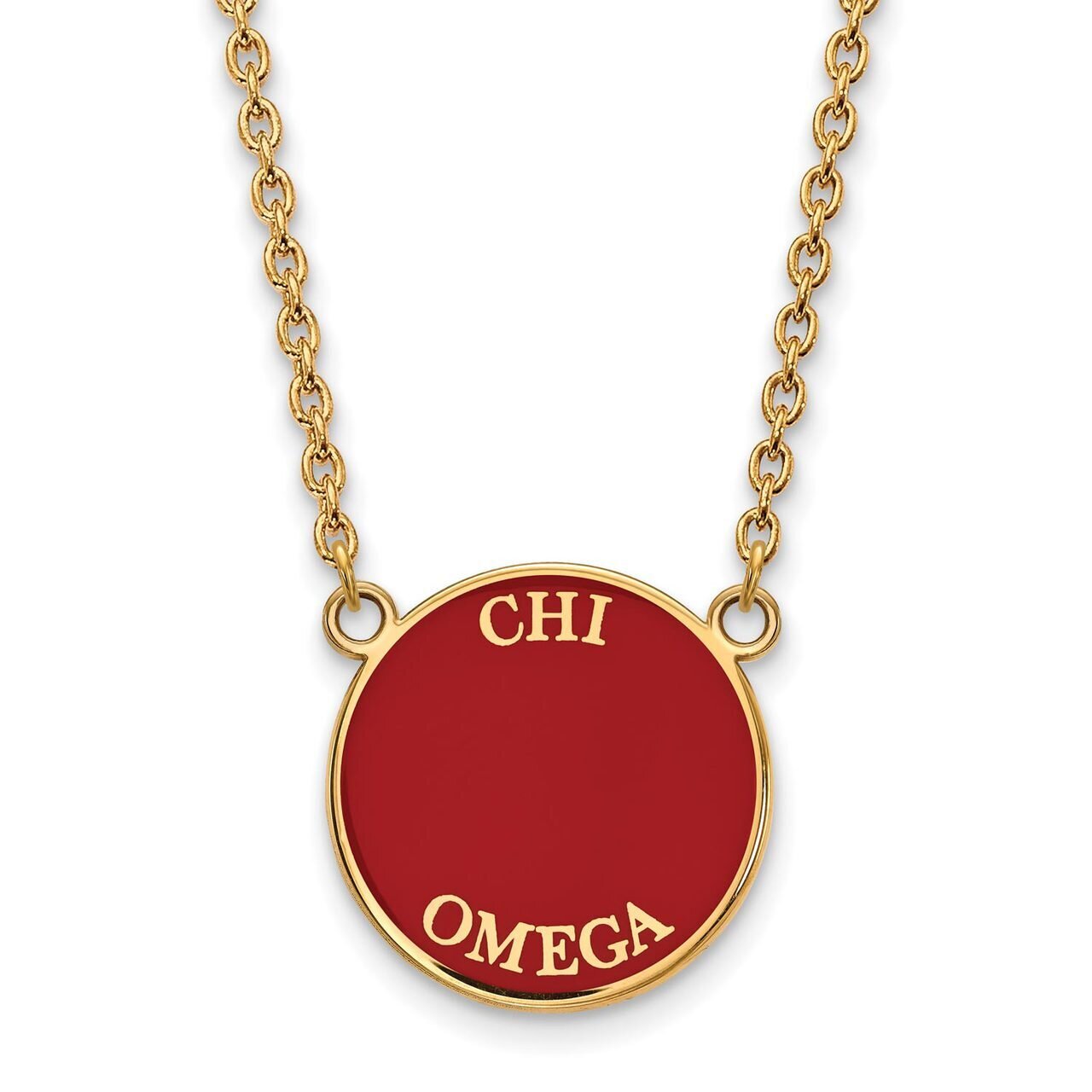 Chi Omega Small Enameled Pendant with 18 Inch Chain Gold-plated Silver GP013CHO-18
