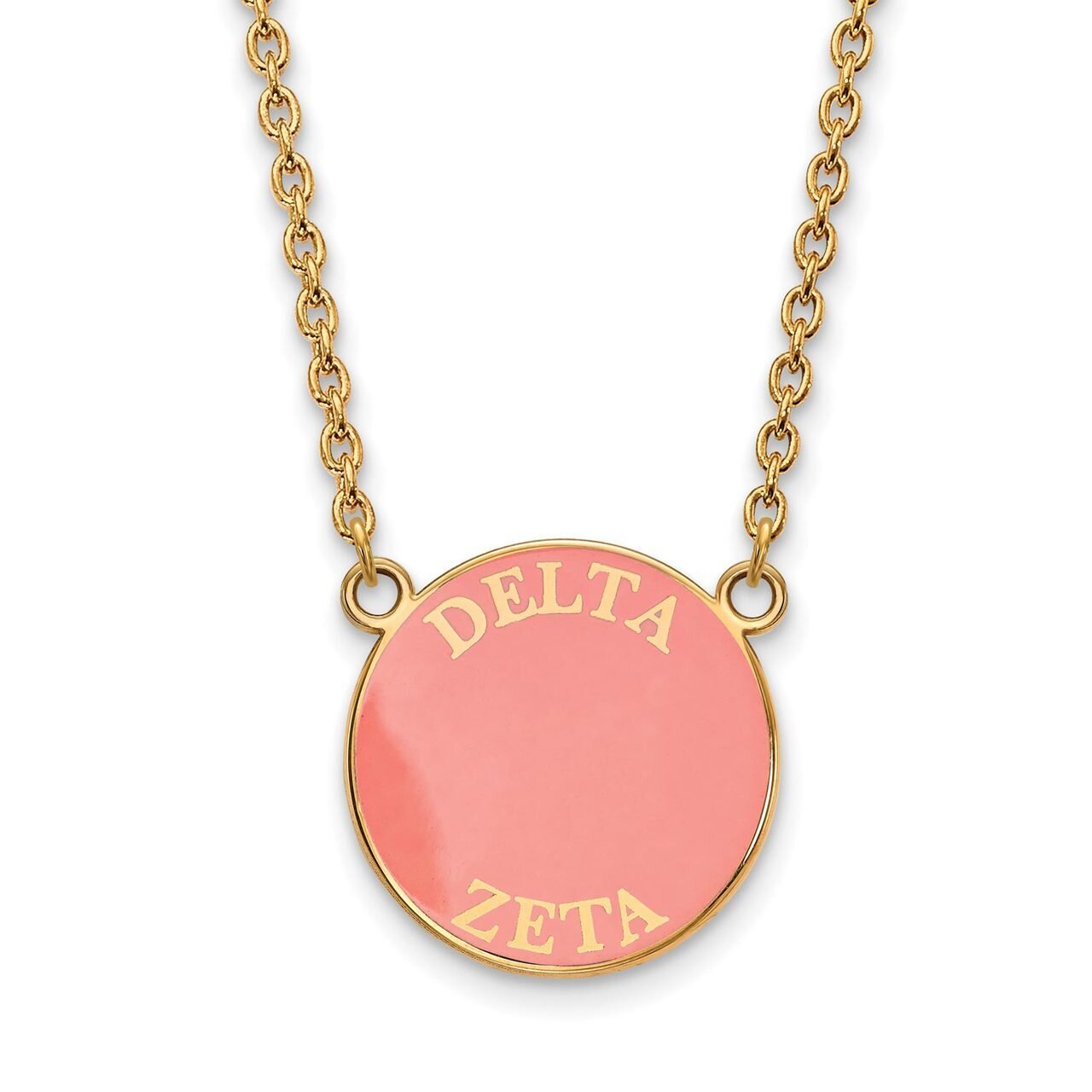 Delta Zeta Small Enameled Pendant with 18 Inch Chain Gold-plated Silver GP013DZ-18