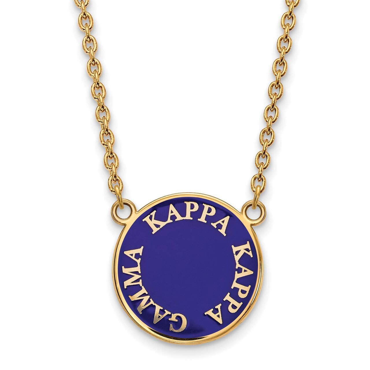 Kappa Kappa Gamma Small Enameled Pendant with 18 Inch Chain Gold-plated Silver GP013KKG-18