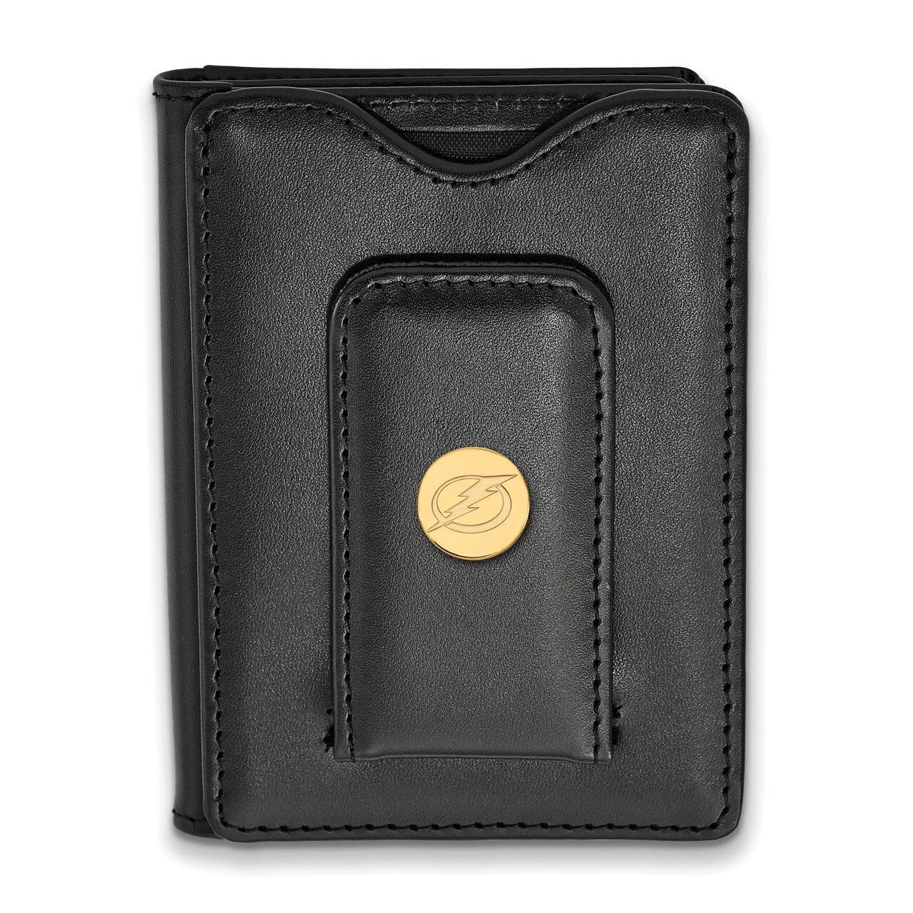 Tampa Bay Ligtning Black Leather Wallet Gold-plated Silver on Leather GP013LIG-W1