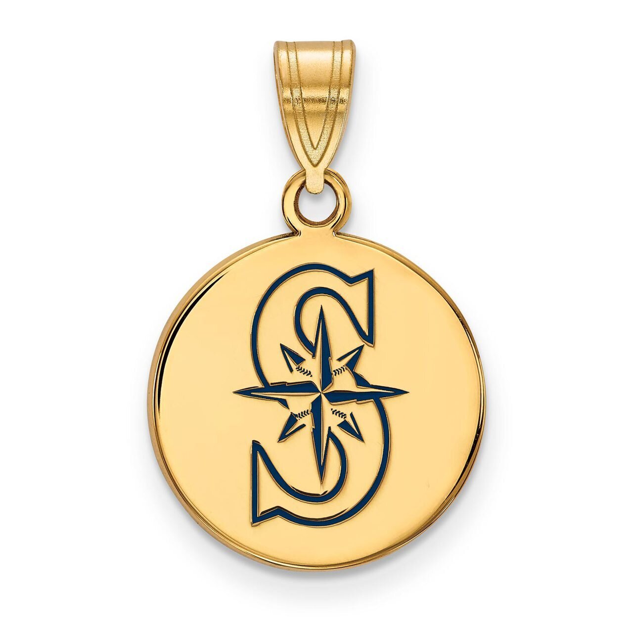 Seattle Mariners Medium Enamel Disc Pendant Gold-plated Silver GP013MRN, MPN: GP013MRN, 886774915982