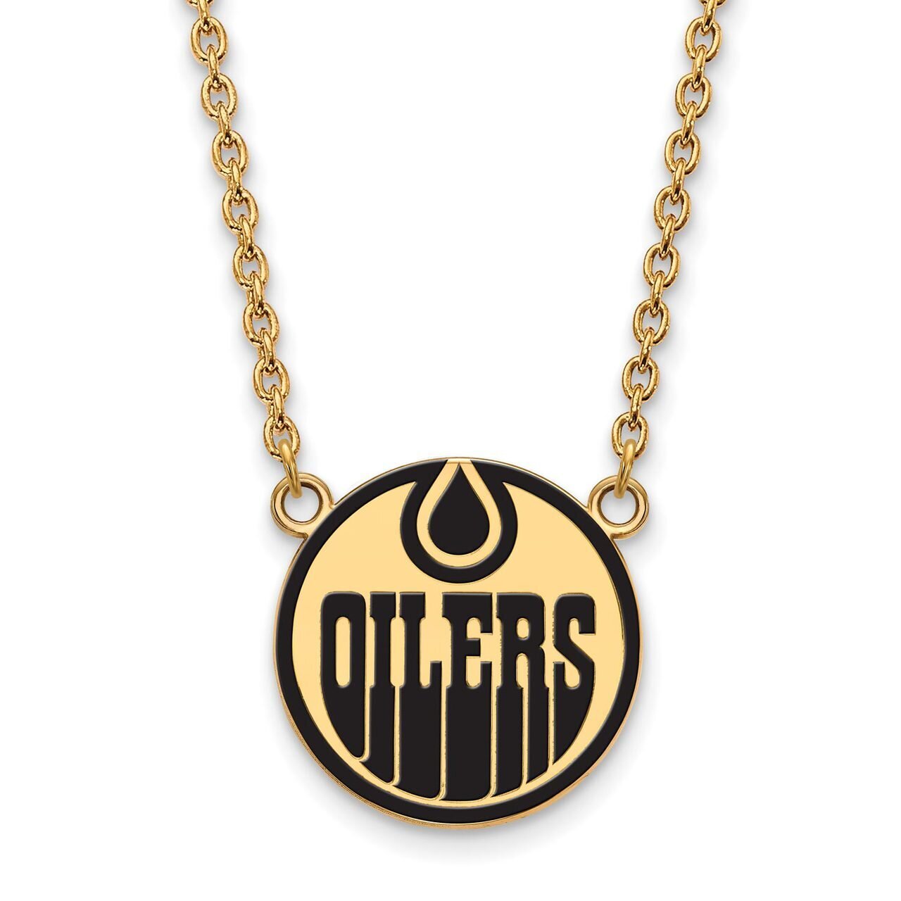 Edmonton Oilers Large Enamel Pendant with Chain Necklace Gold-plated Silver GP013OIL-18, MPN: GP013…