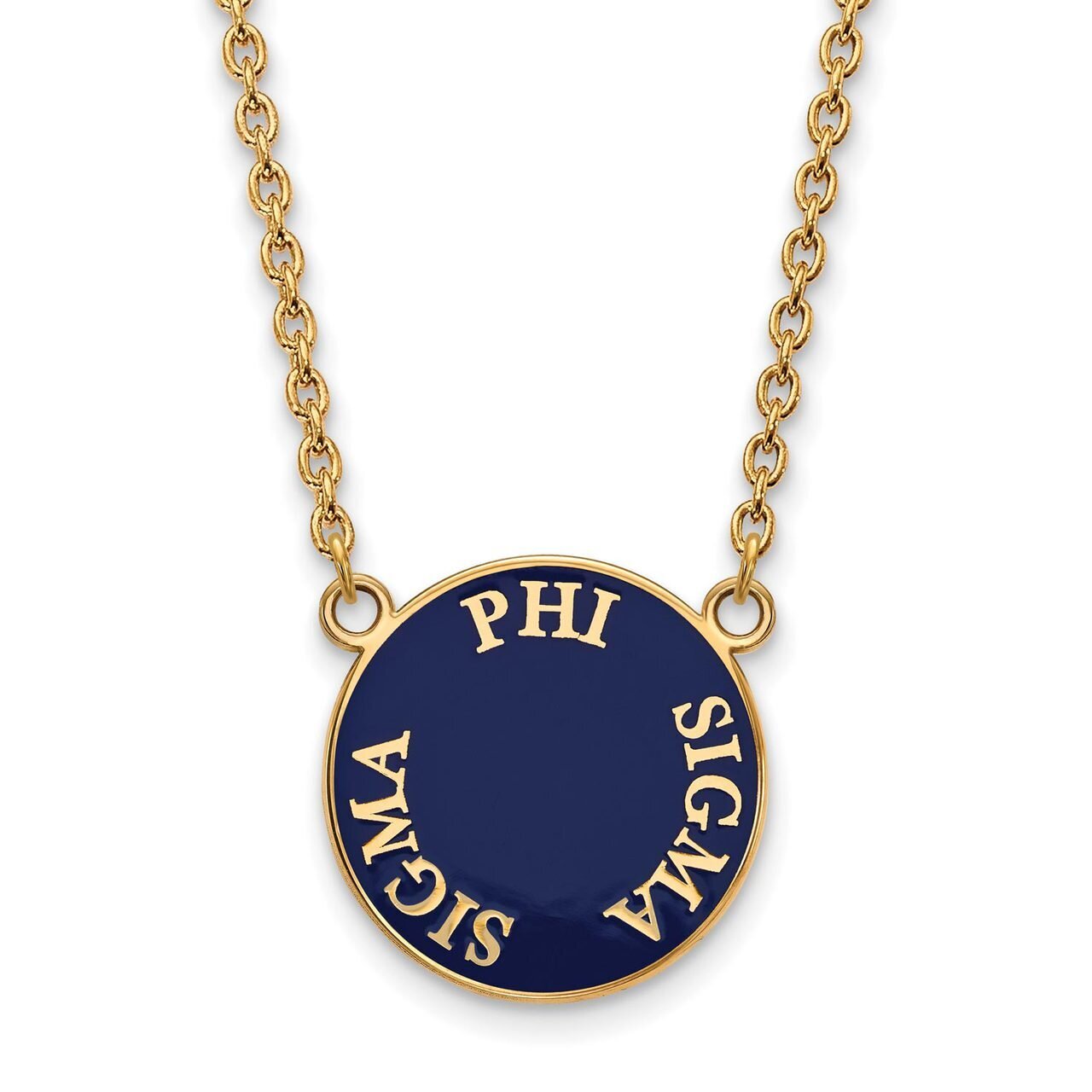 Phi Sigma Sigma Small Enameled Pendant with 18 Inch Chain Gold-plated Silver GP013PSS-18, MPN: GP01…