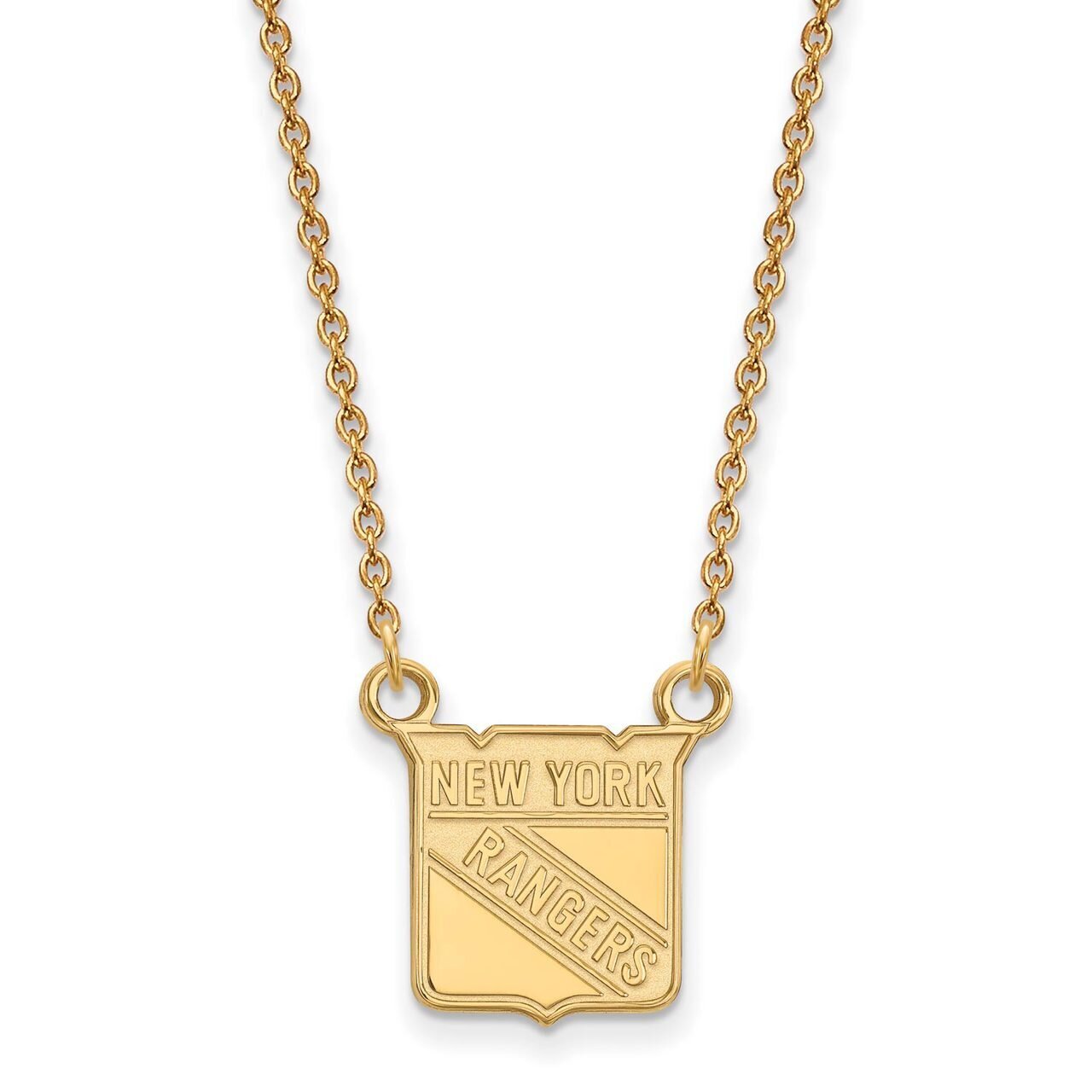 New York Rangers Small Pendant with Chain Necklace Gold-plated Silver GP013RNG-18, MPN: GP013RNG-18…
