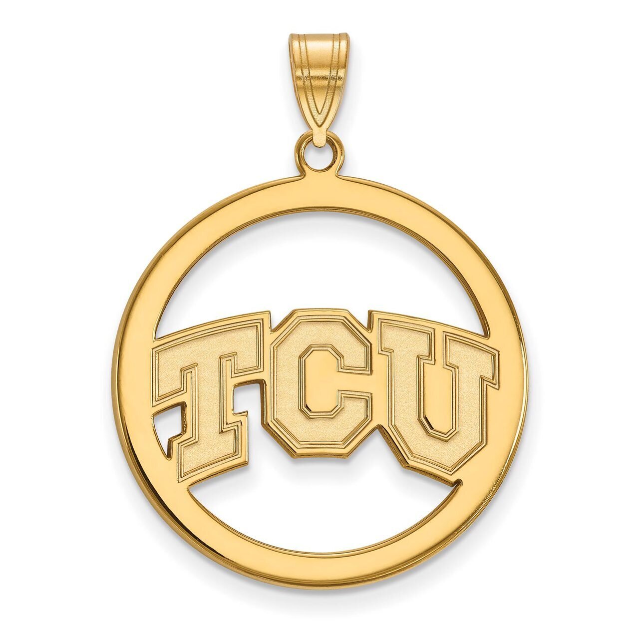 Texas Christian University L Pendant in Circle Gold-plated Silver GP013TCU, MPN: GP013TCU, 88677491…