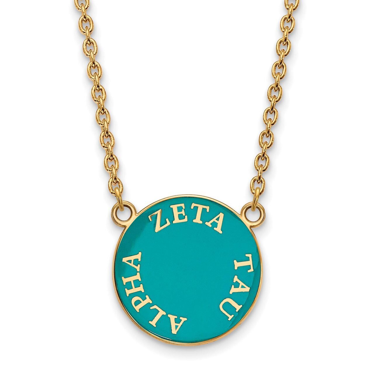 Zeta Tau Alpha Small Enameled Pendant with 18 Inch Chain Gold-plated Silver GP013ZTA-18, MPN: GP013…