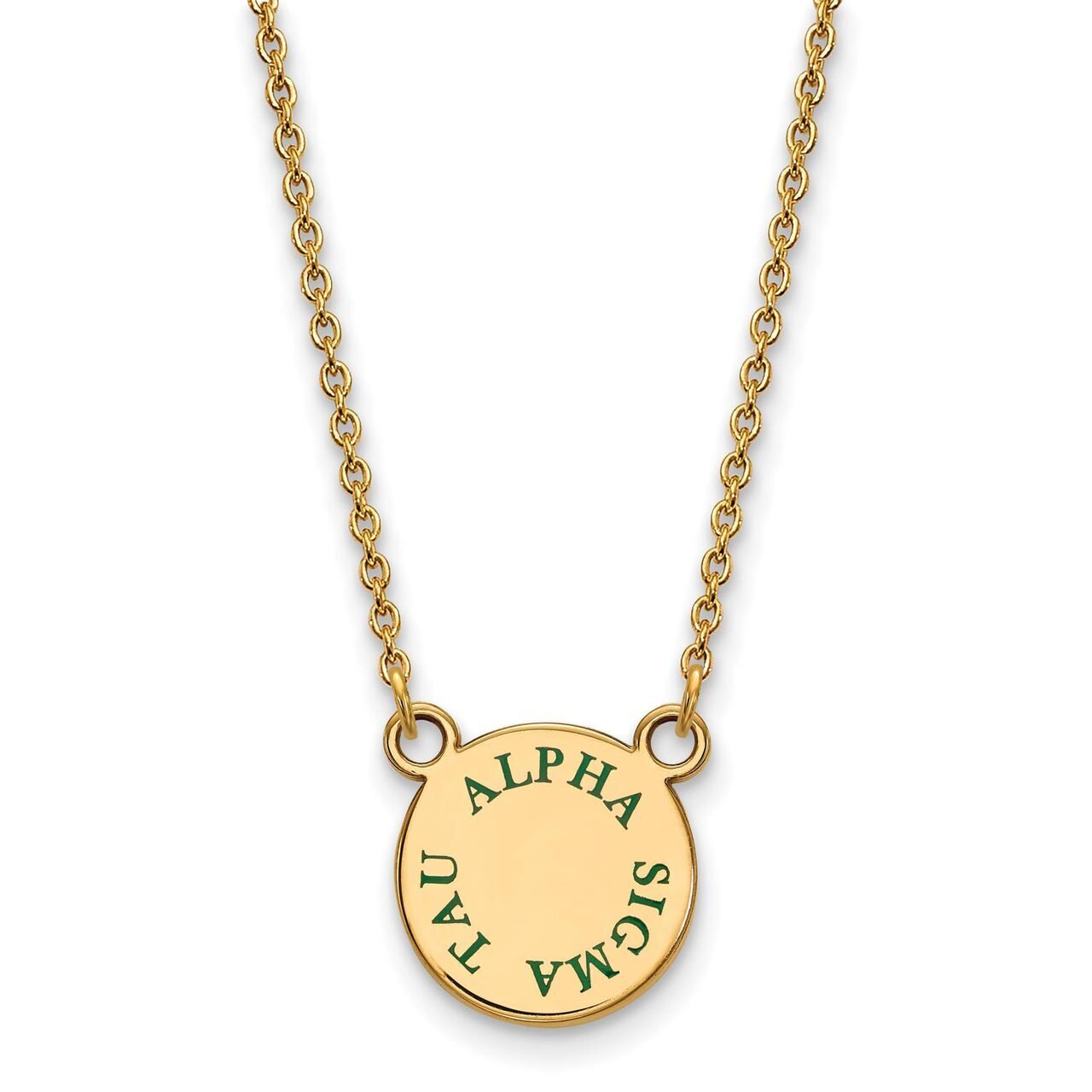 Alpha Sigma Tau Extra Small Enameled Pendant with 18 Inch Chain Gold-plated Silver GP014ALS-18, MPN…