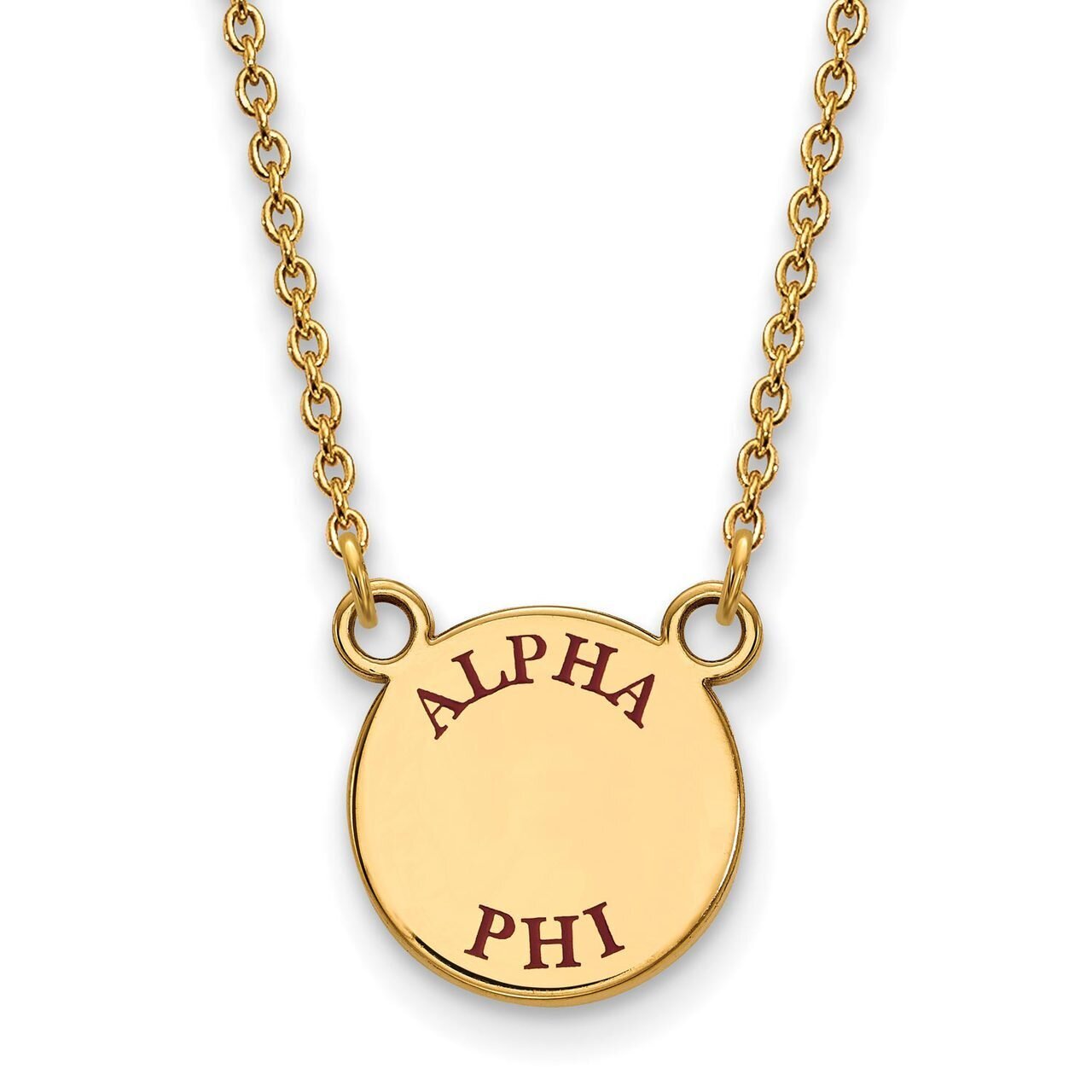 Alpha Phi Extra Small Enameled Pendant with 18 Inch Chain Gold-plated Silver GP014APH-18