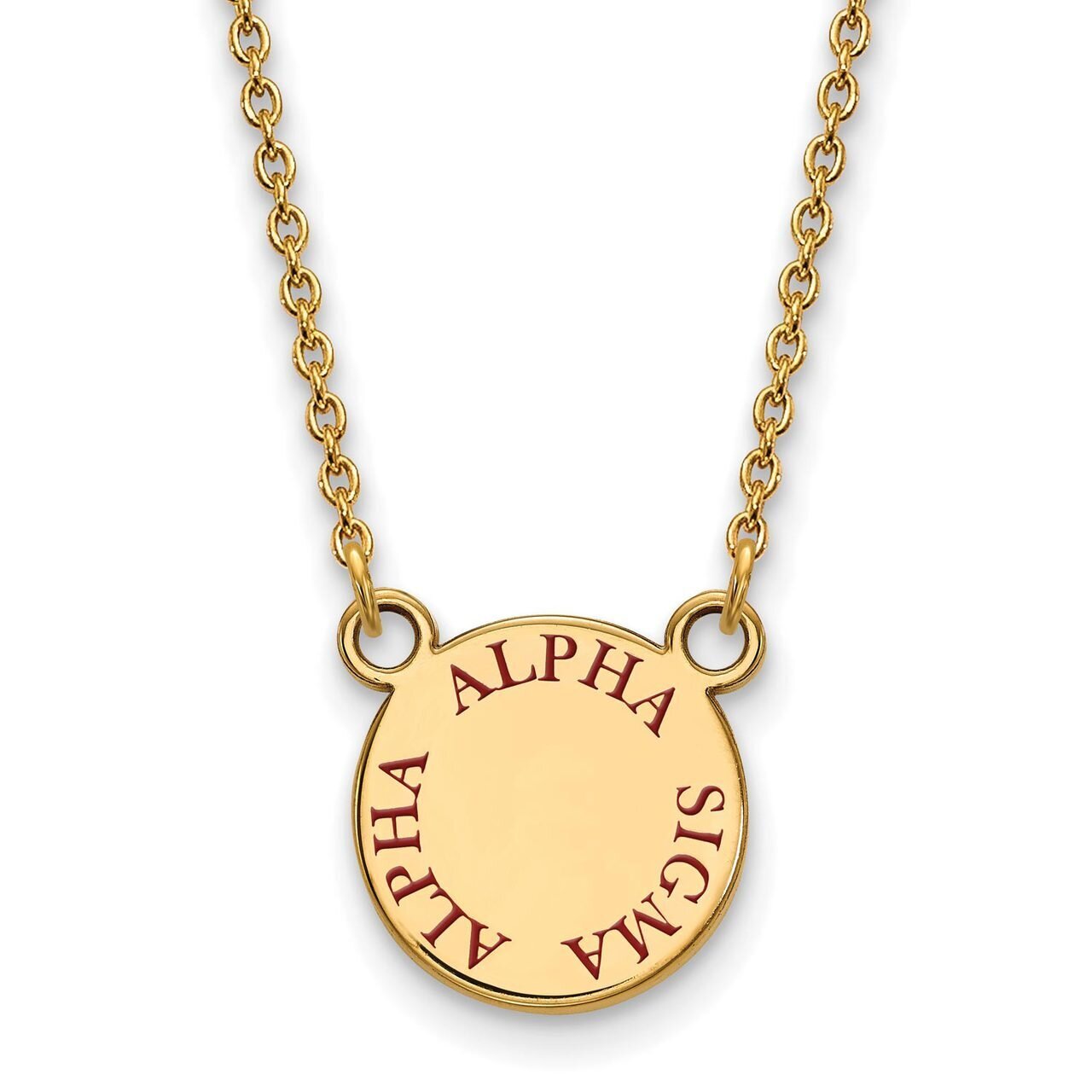 Alpha Sigma Alpha Extra Small Enameled Pendant with 18 Inch Chain Gold-plated Silver GP014ASI-18