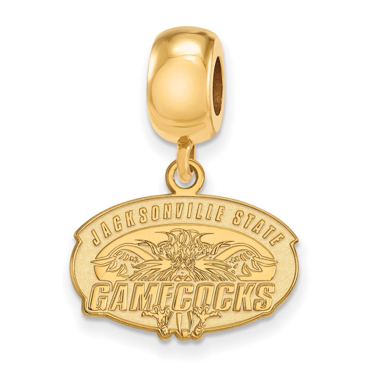 Jacksonville State University Bead Charm Small Dangle Gold-plated Silver GP014JAC, MPN: GP014JAC, 8…