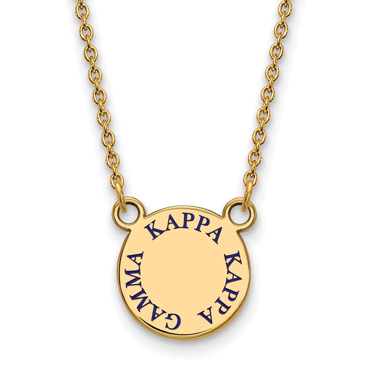 Kappa Kappa Gamma Extra Small Enameled Pendant with 18 Inch Chain Gold-plated Silver GP014KKG-18, M…