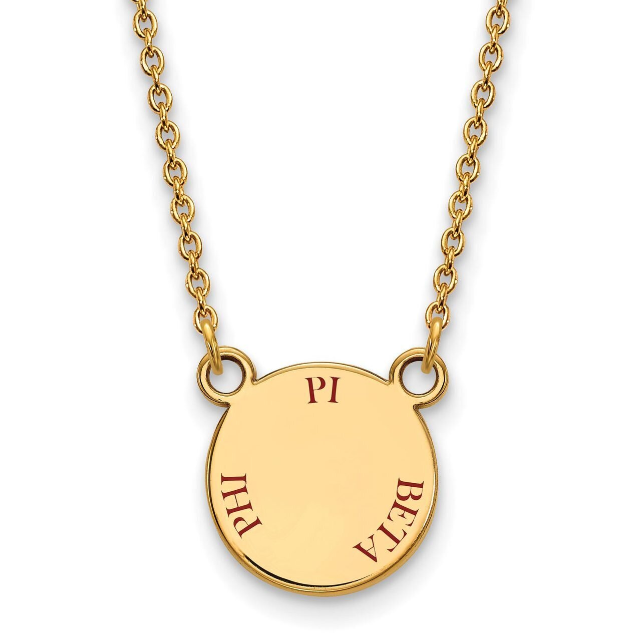 Pi Beta Phi Extra Small Enameled Pendant with 18 Inch Chain Gold-plated Silver GP014PBP-18