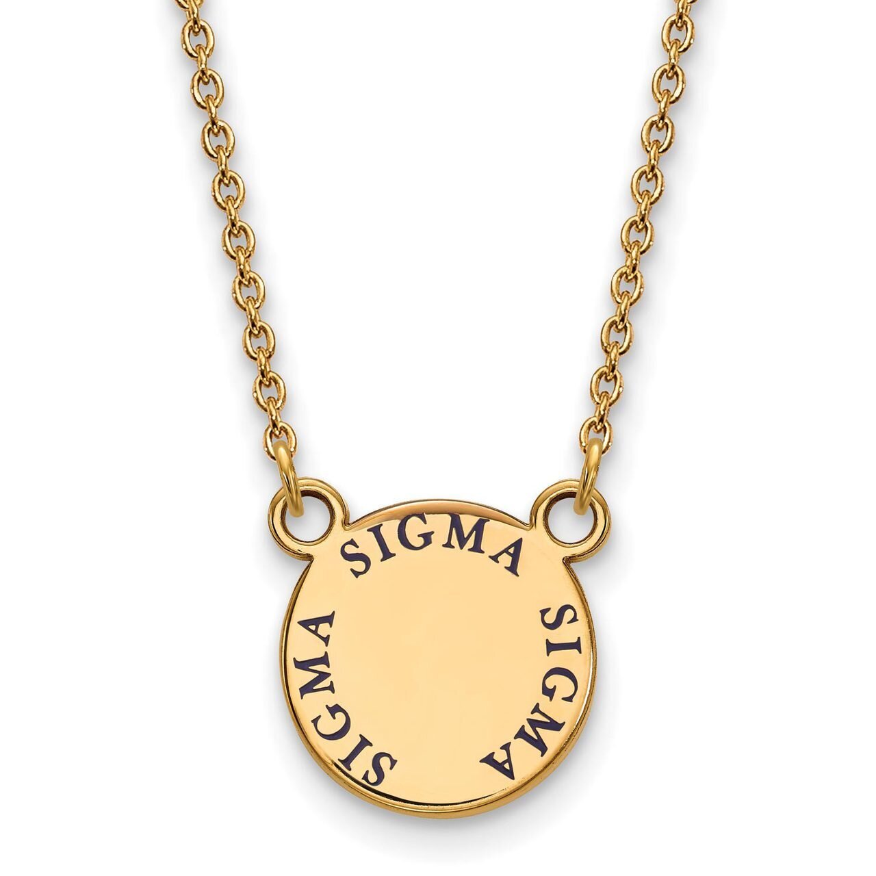 Sigma Sigma Sigma Extra Small Enameled Pendant with 18 Inch Chain Gold-plated Silver GP014SSS-18
