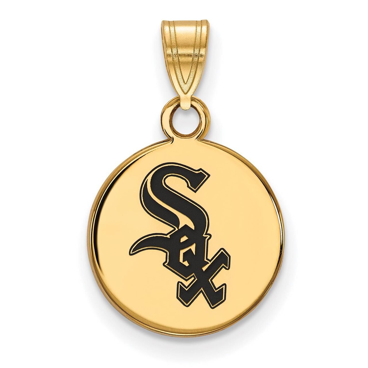 Chicago White Sox Small Enamel Disc Pendant Gold-plated Silver GP014WHI