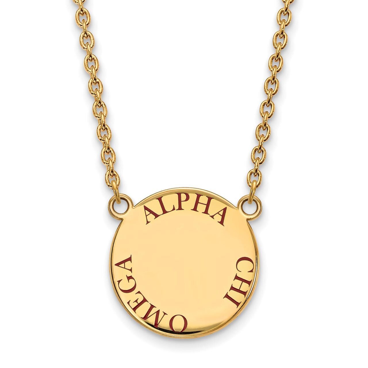 Alpha Chi Omega Small Enameled Pendant with 18 Inch Chain Gold-plated Silver GP015ACO-18, MPN: GP01…