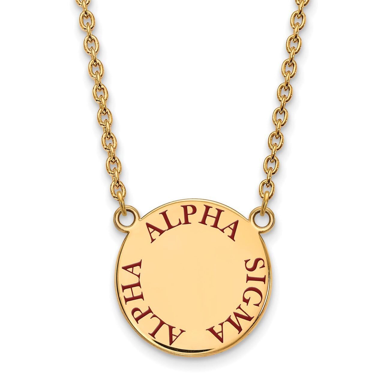 Alpha Sigma Alpha Small Enameled Pendant with 18 Inch Chain Gold-plated Silver GP015ASI-18, MPN: GP…