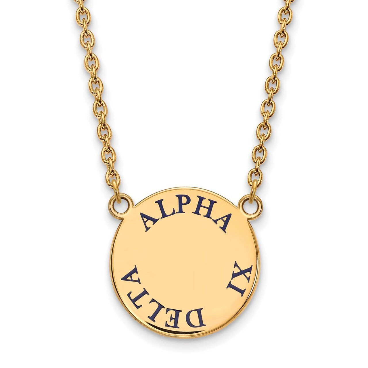 Alpha Xi Delta Small Enameled Pendant with 18 Inch Chain Gold-plated Silver GP015AXD-18