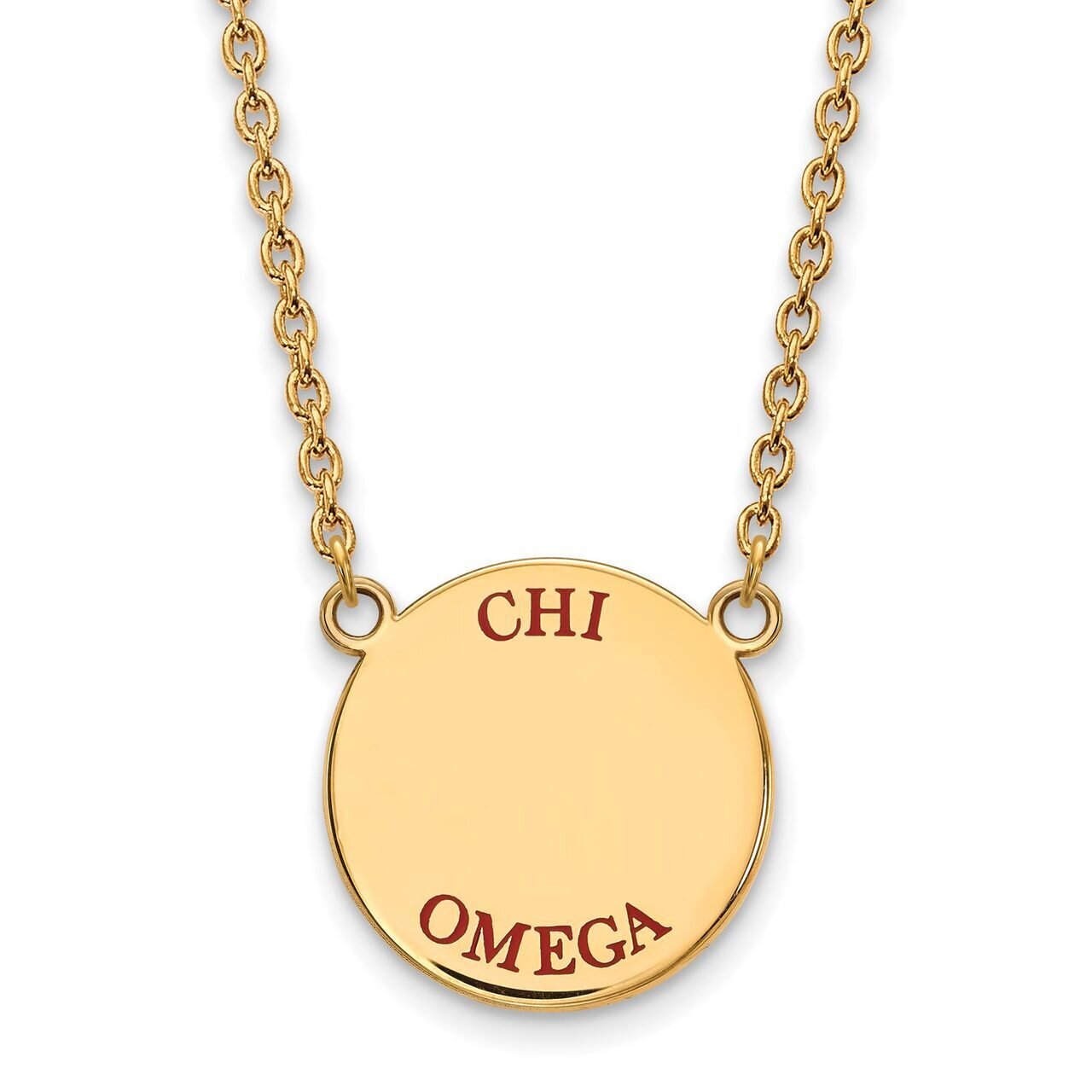 Chi Omega Small Enameled Pendant with 18 Inch Chain Gold-plated Silver GP015CHO-18