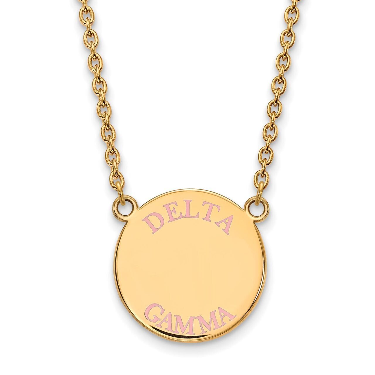 Delta Gamma Small Enameled Pendant with 18 Inch Chain Gold-plated Silver GP015DG-18, MPN: GP015DG-1…