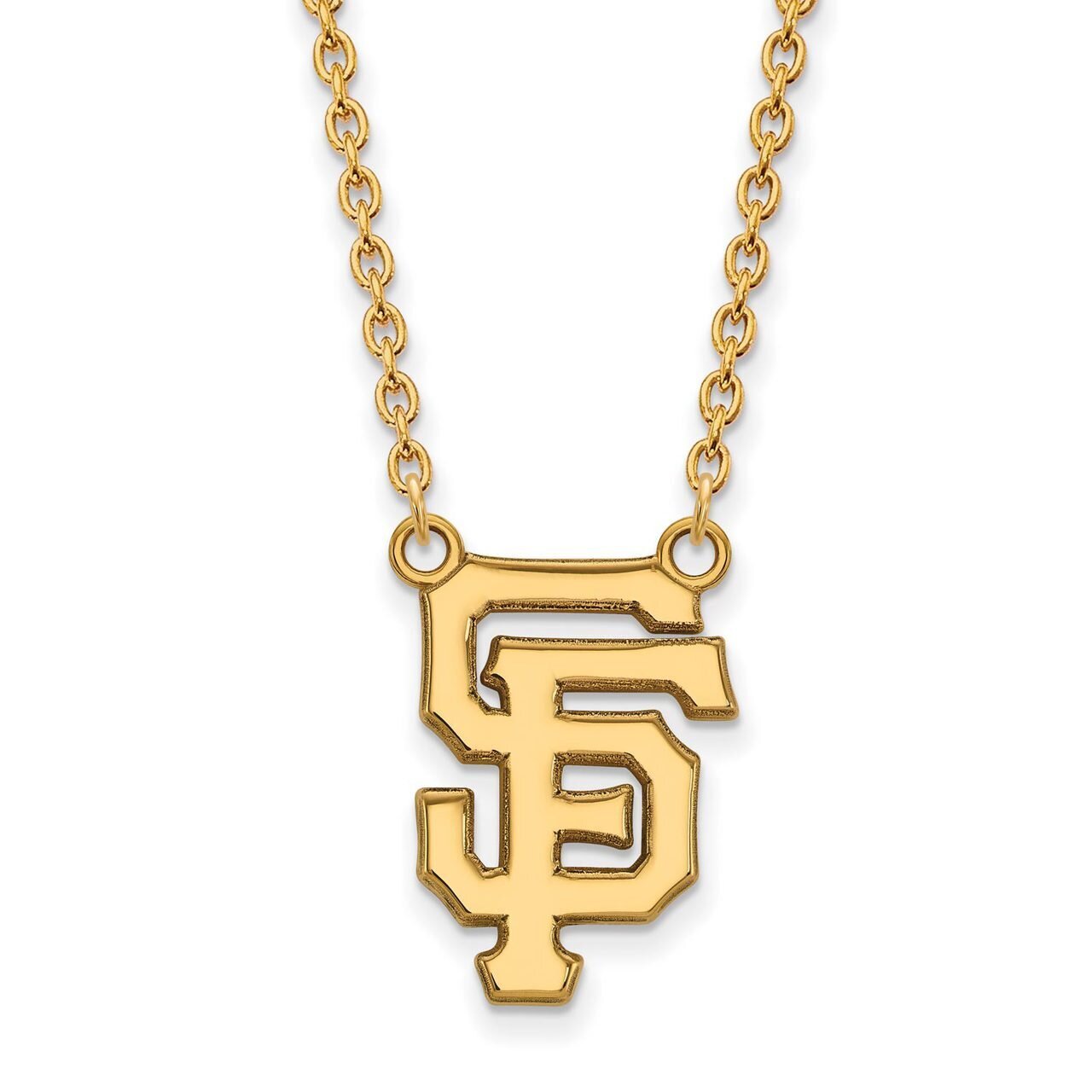 San Francisco Giants Large Pendant with Chain Necklace Gold-plated Silver GP015GIT-18