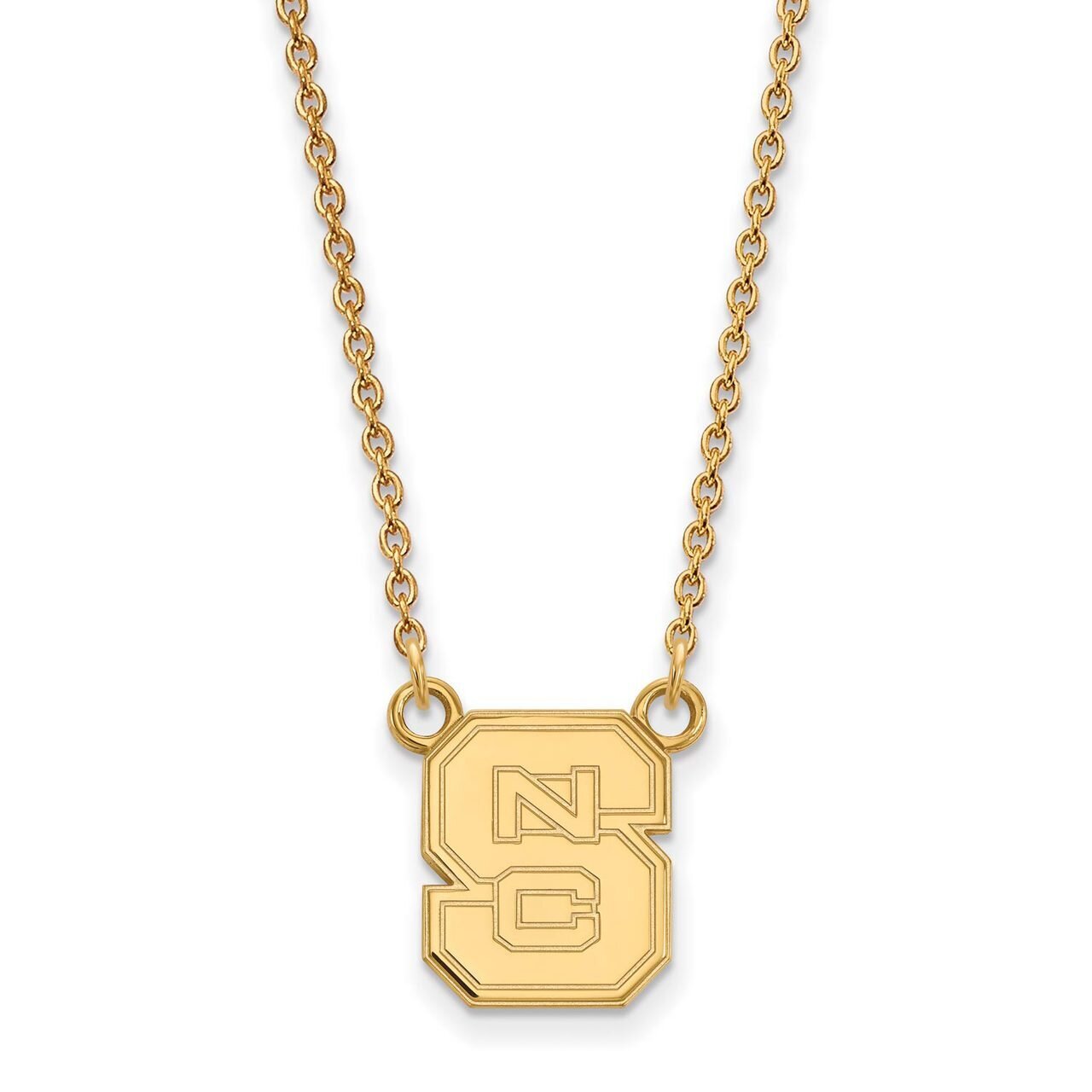 North Carolina State University Small Pendant with Chain Necklace Gold-plated Silver GP015NCS-18, M…