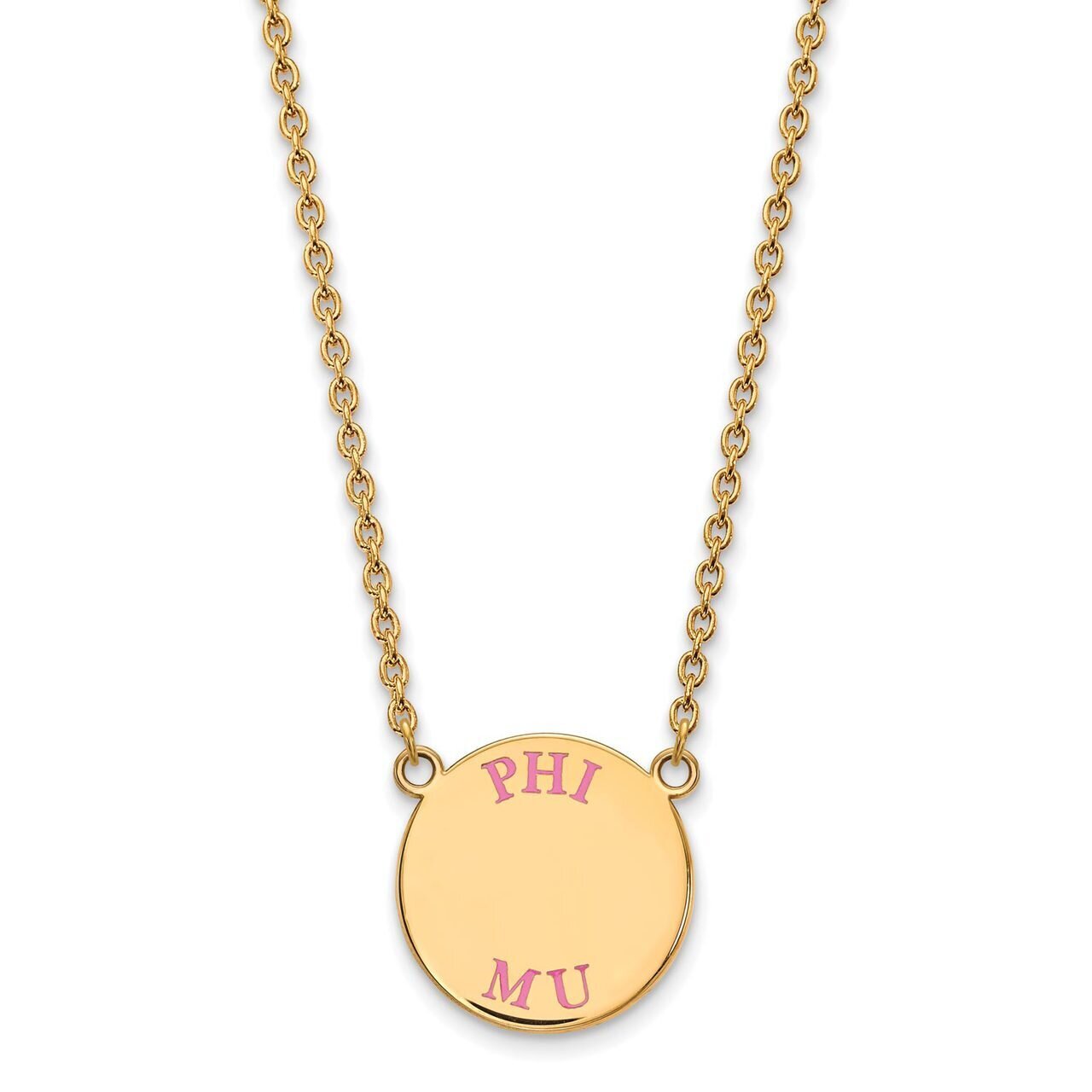 Phi Mu Small Enameled Pendant with 18 Inch Chain Gold-plated Silver GP015PHM-18