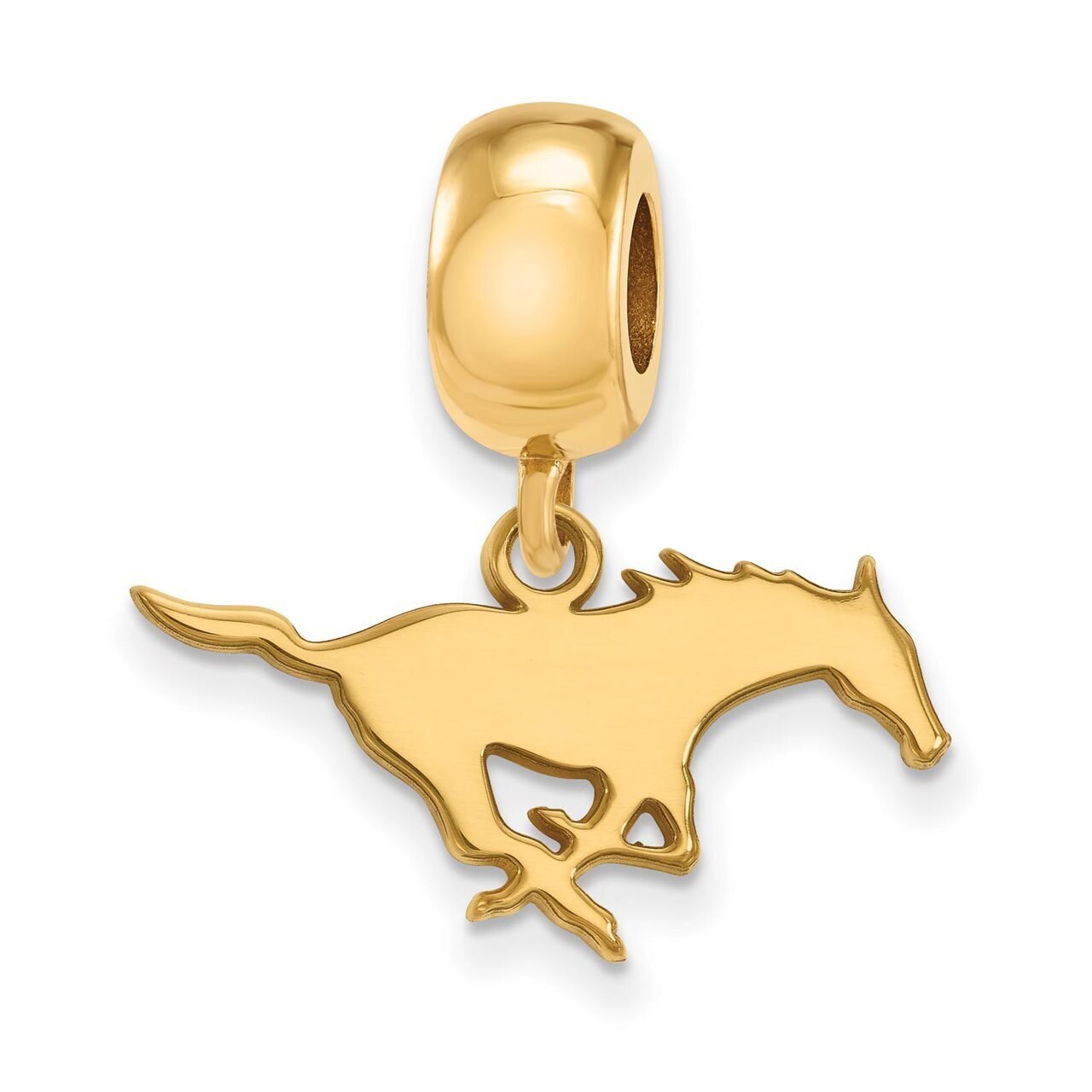 Southern Methodist University Bead Charm Small Dangle Gold-plated Silver GP015SMU