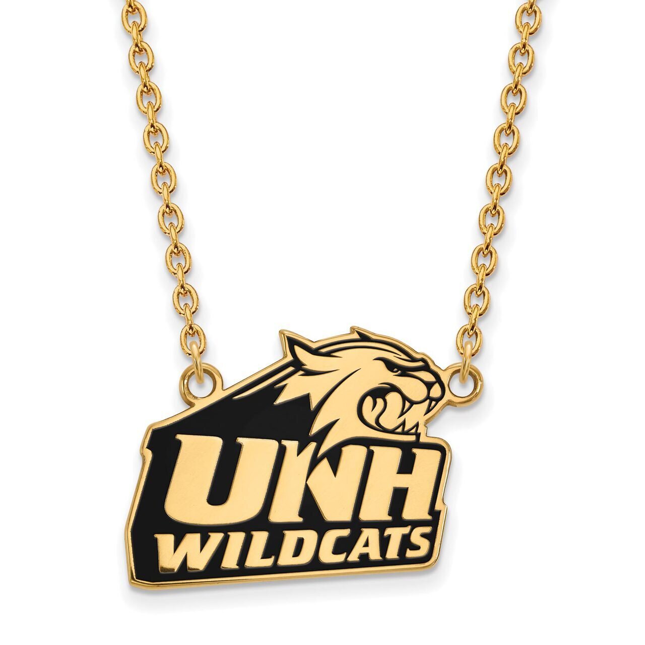 University of New Hampshire Large Enamel Pendant with Chain Necklace Gold-plated Silver GP015UNH-18